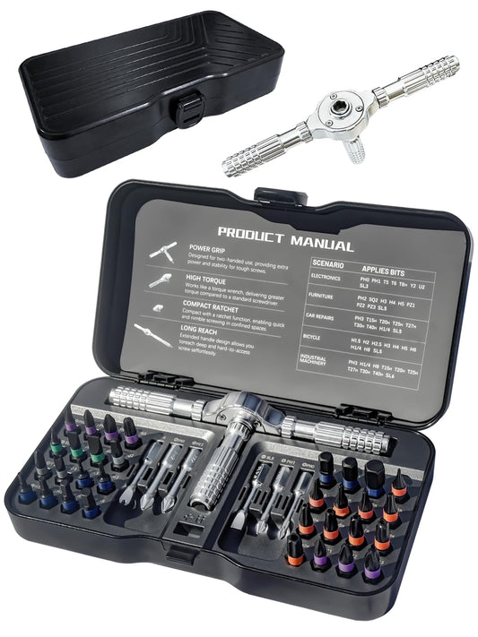 40 in 1 Ratcheting Screwdriver Set, S2 Alloy Steel Driver Bit Kit with T Detachable Handle, DIY Magnetic Multi Bits Precision Tool Repair for Electronics PC Glasses Watch