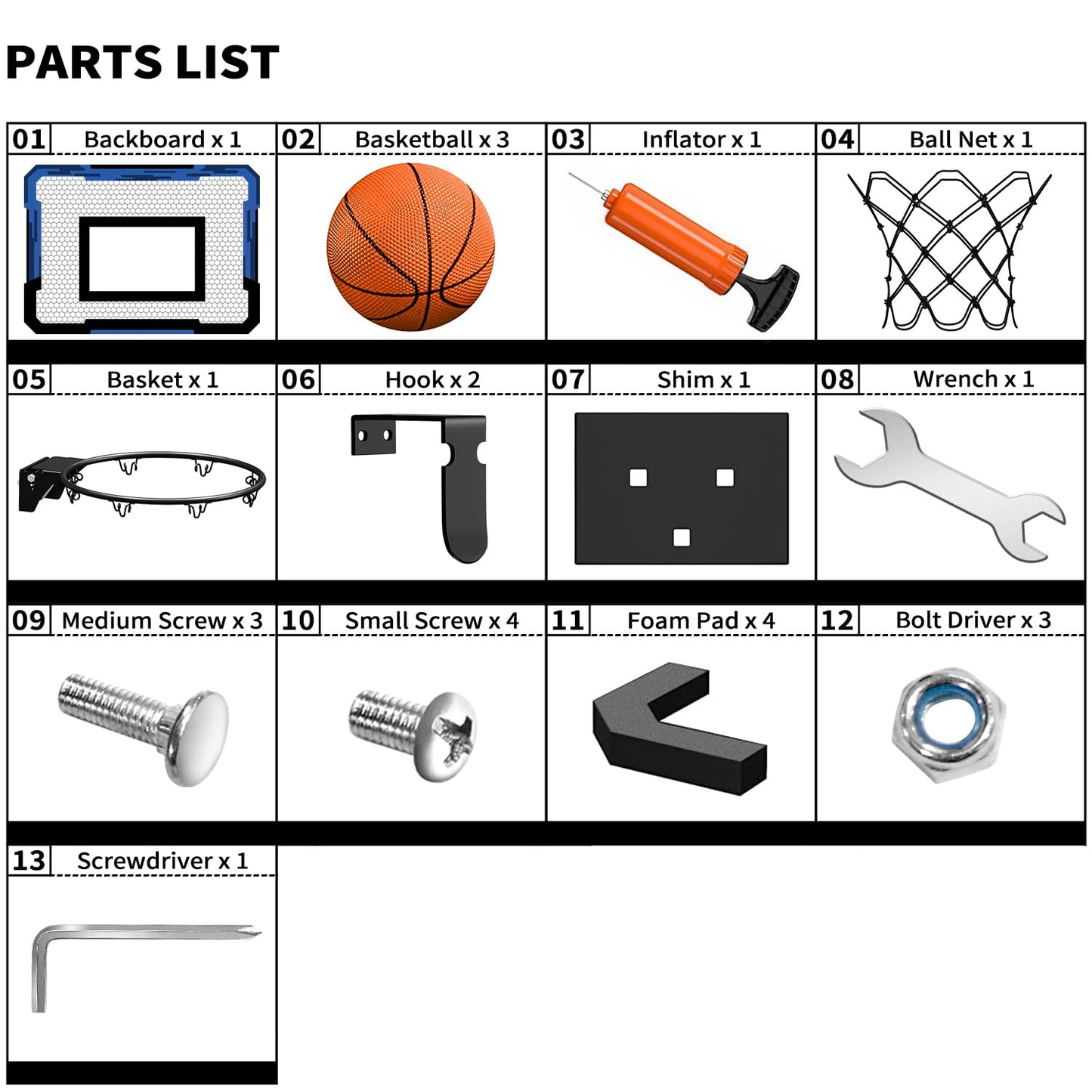 QDRAGON Basketball Hoop Indoor with 3 Balls, Mini Basketball Hoop Suit for Bedroom/Office, Door Basketball Hoop Indoor Toys Gifts for Kid and Adults