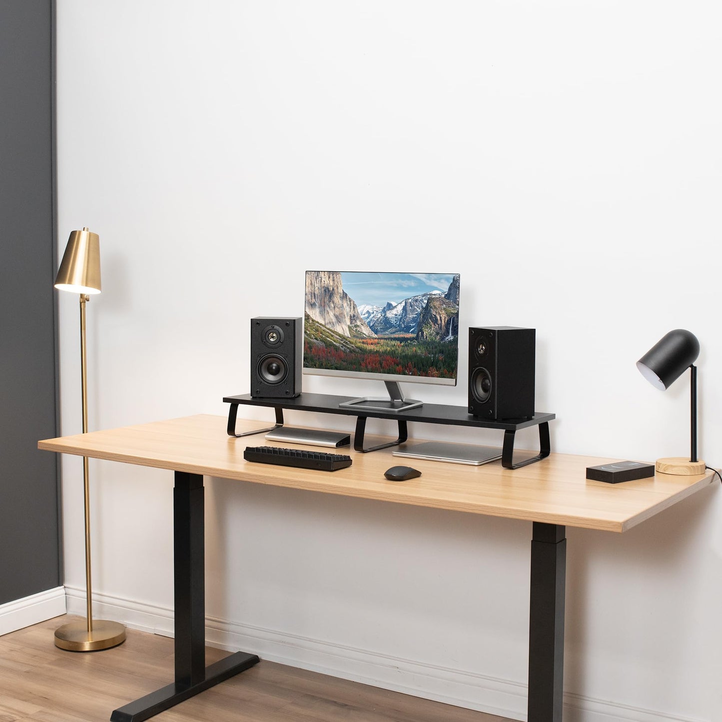 VIVO Black 39 inch Extra Long Monitor Riser - Wood & Steel Desktop Stand, Dual Screen, TV, Keyboard, Laptop, Ergonomic Desk and Tabletop Organizer STAND-V000DL