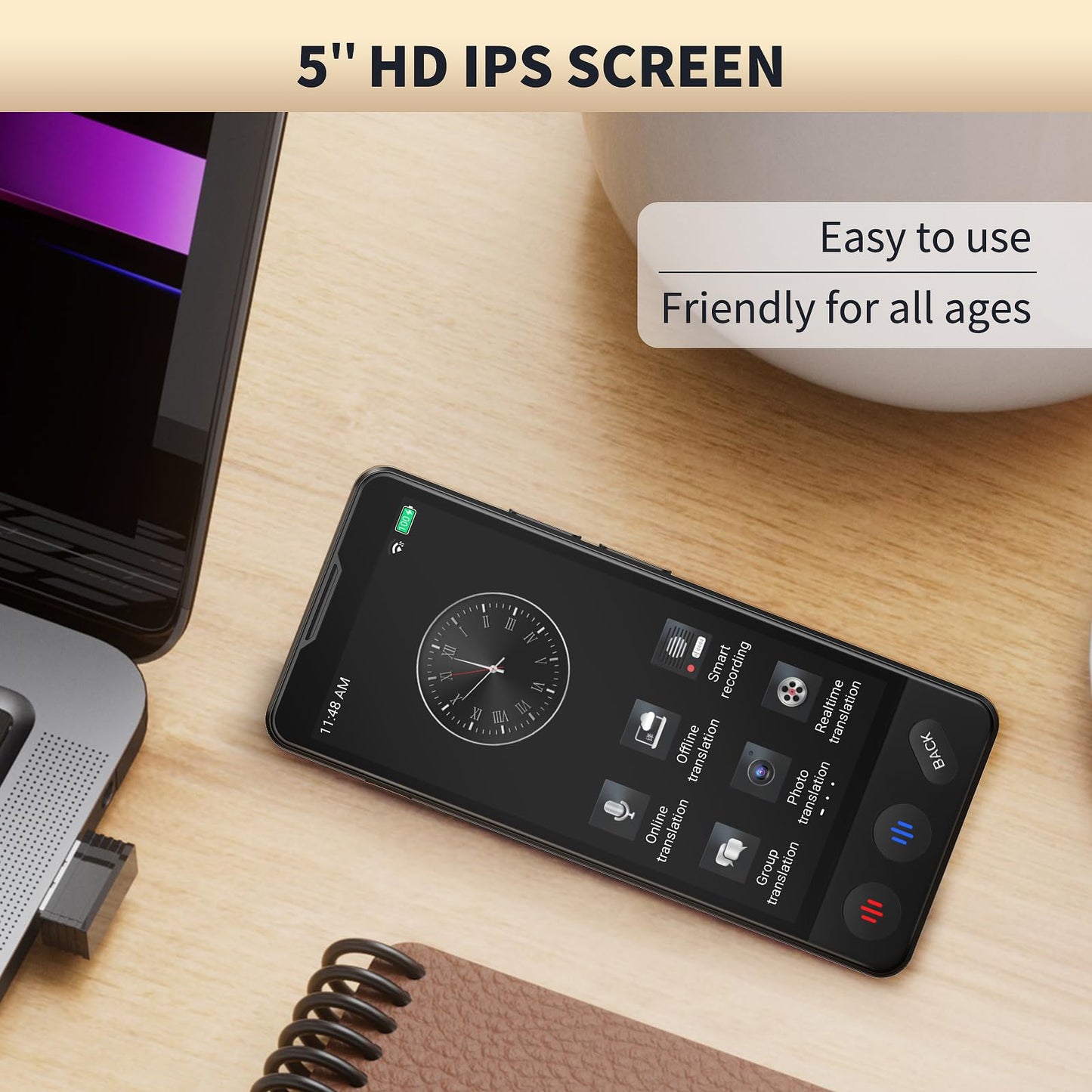 AI Language Translator Device, 2025 Upgraded Translator No WiFi Needed, Support ChatGPT, Voice Instant Two-Way 150 Language Translator, Offline/Recording/Photo Translation for Business Travel