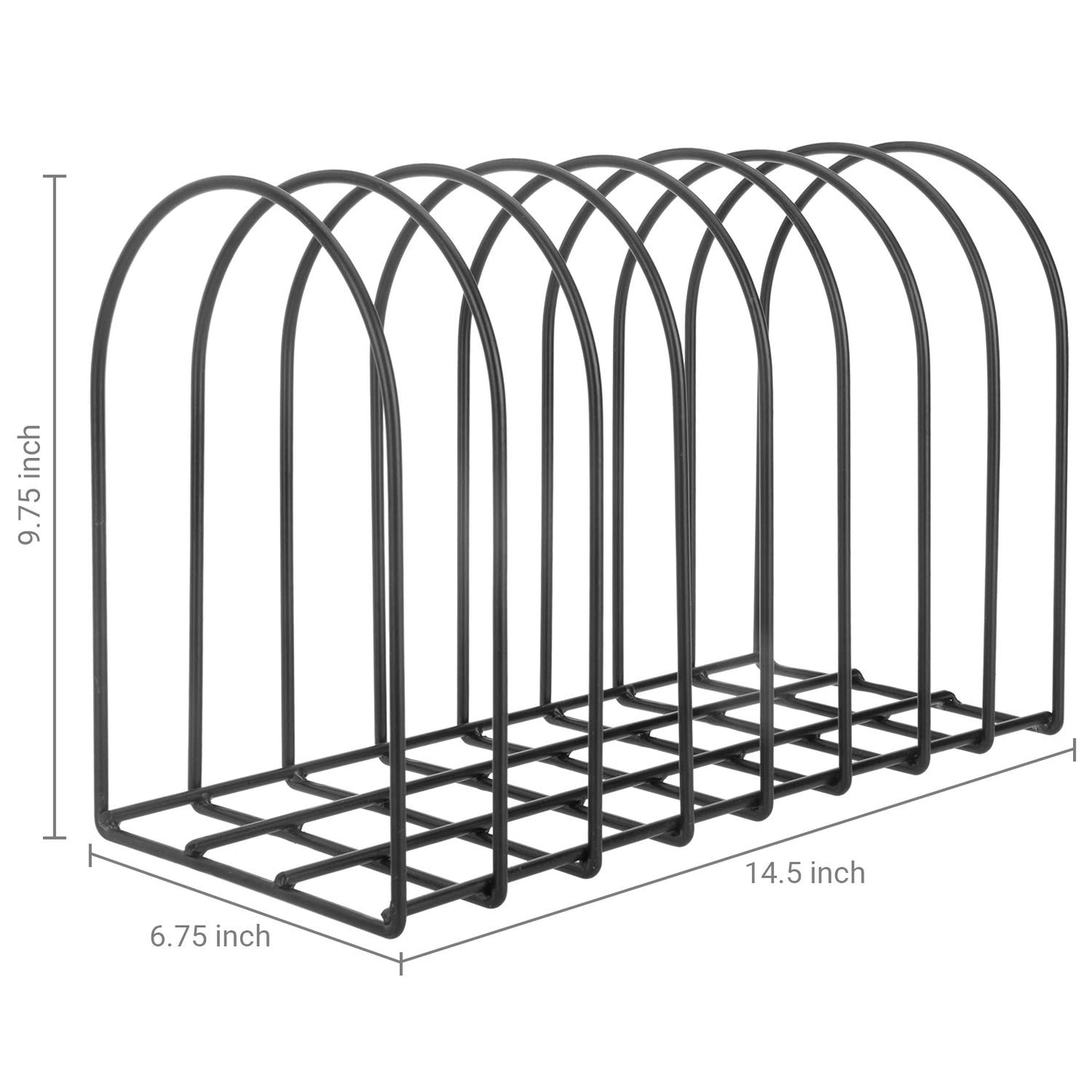 MyGift Large Desktop Document Holder, Binder Organizer Holder for desk, Black Metal Wire File Folder Organizer Rack with 8-Slots and Arch Design