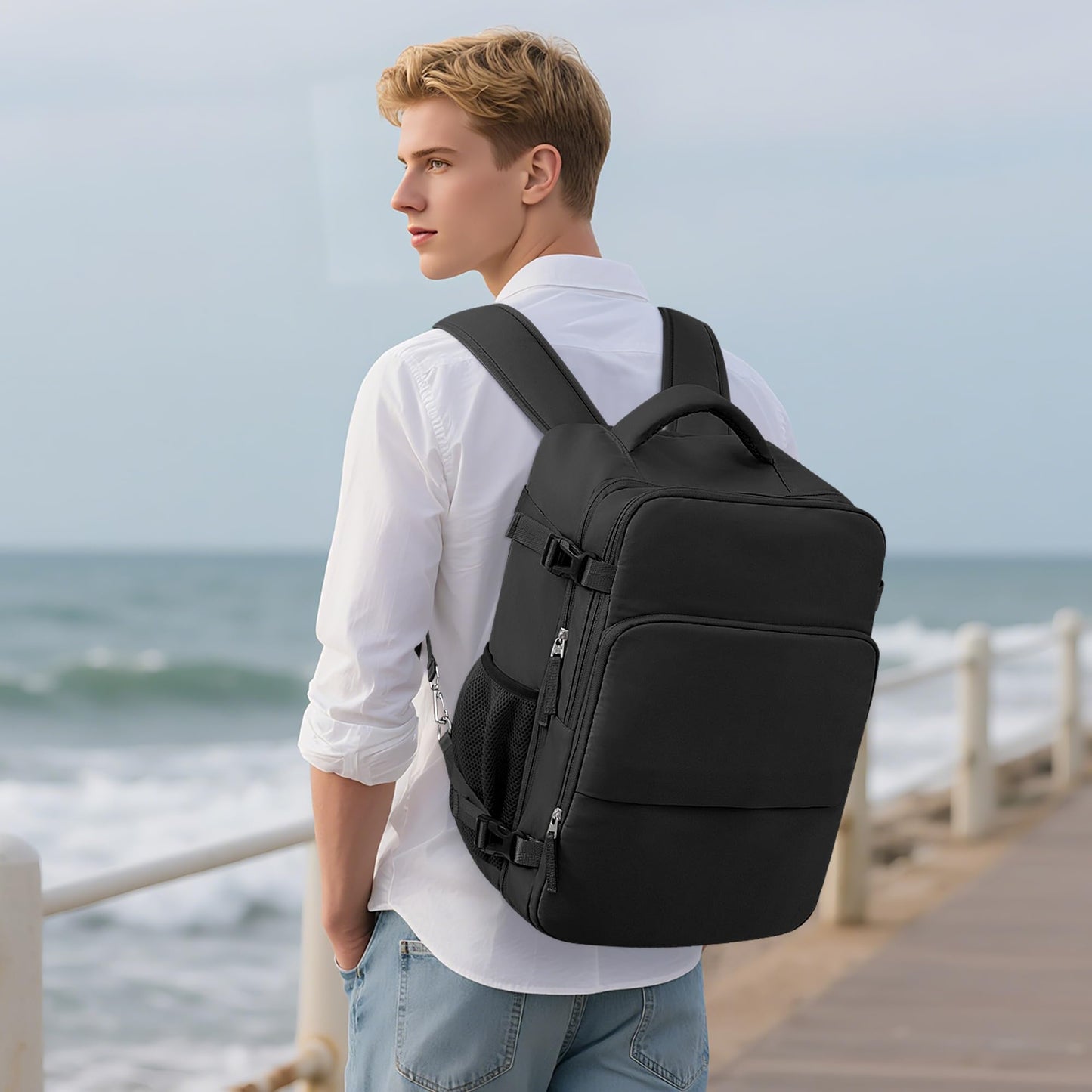 Sinaliy Travel Backpack, Black, X-Large, Modern