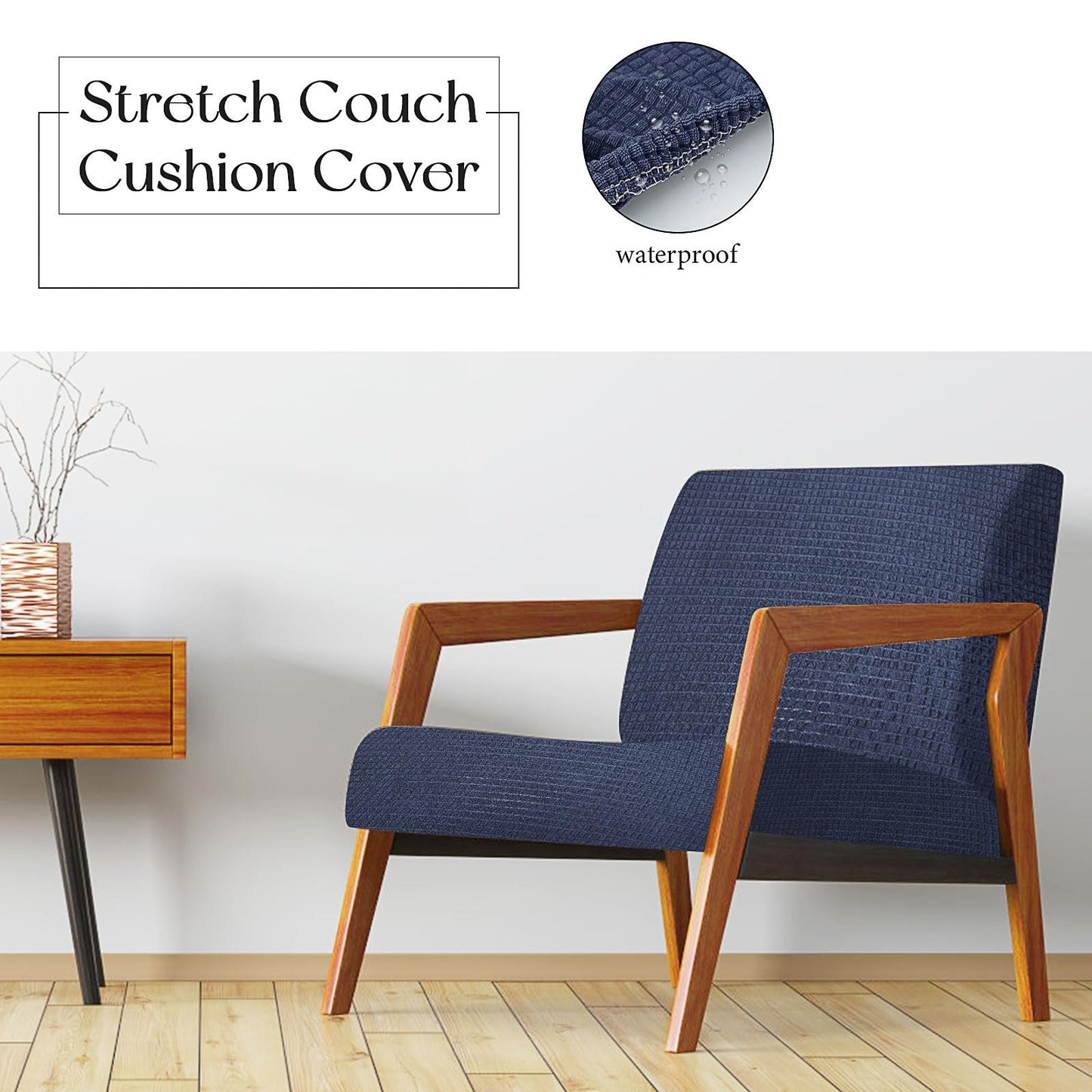 8 Pcs Stretch Patio Cushion Covers Waterproof Outdoor Cushion Covers Replacement,Outdoor Sofa Cover Patio Slipcovers,Indoor Washable Furniture Protector(Navy,Cover Only)