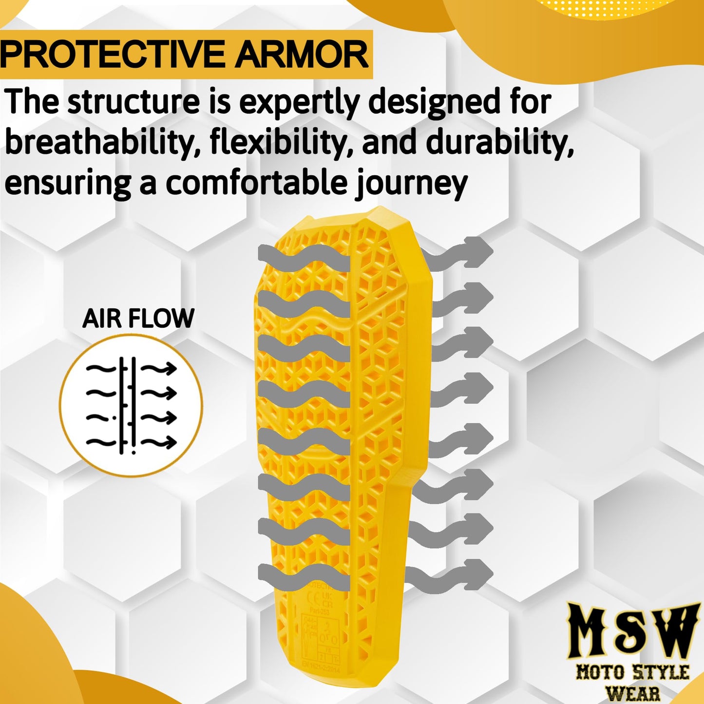 MOTOSTYLEWEAR – CE 2 Approve Back Protective Pad, Level 2 Approved Back Protector, Back Armor Motorcycle Jacket Replacement Pad for Men & Women.