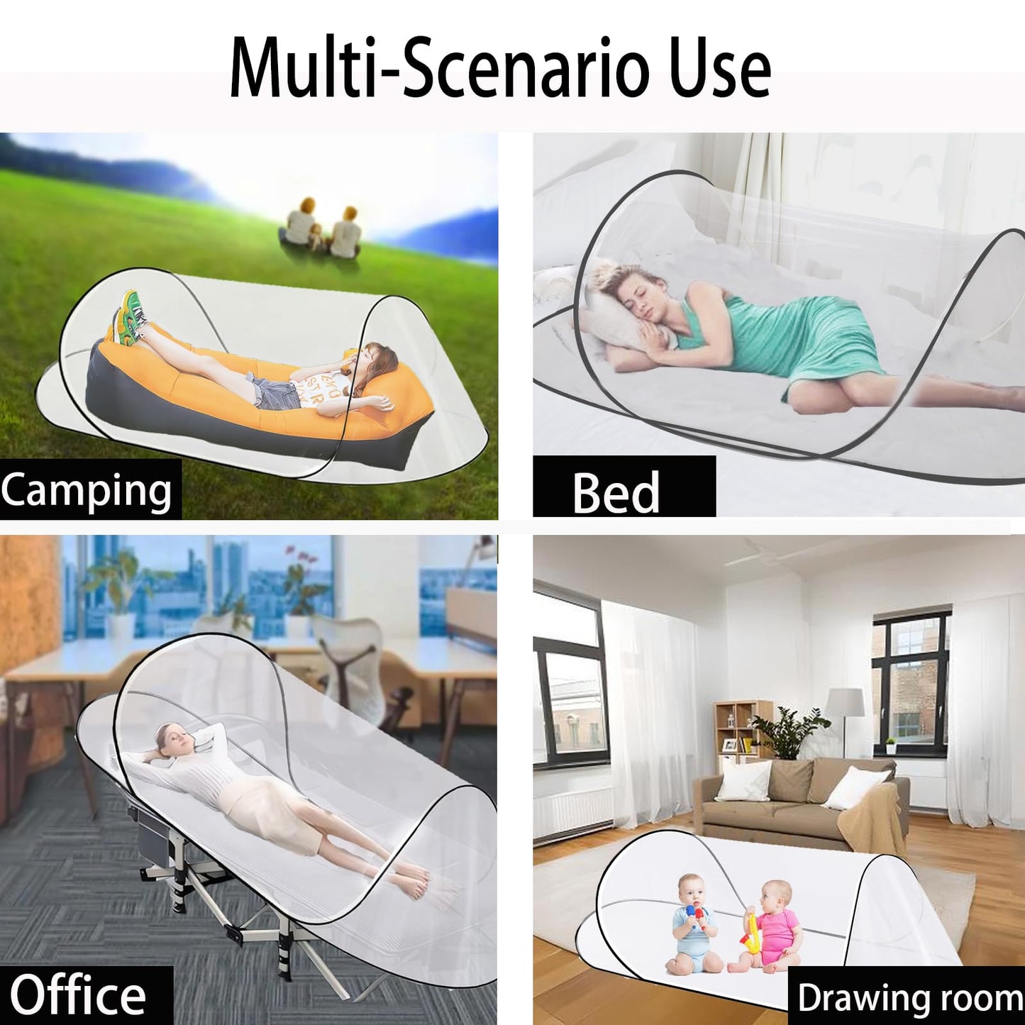 CMINGJ Large Pop Up Mosquito Tent, Portable Foldable Mosquito Net for Bed Camping Travel Patio，Mosquito Net for Adults Baby (78 * 31 * 22inch) (Black Fixed Size)