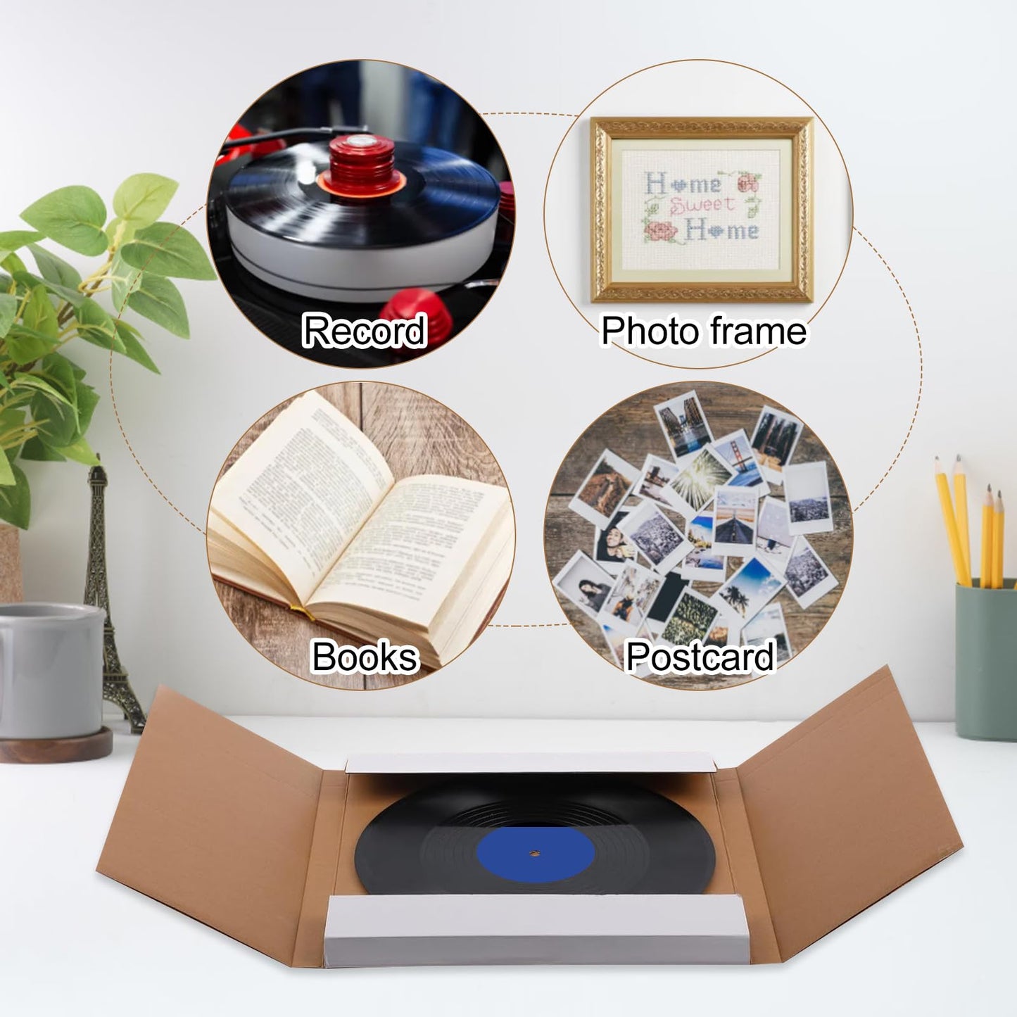 SENONAPO Set of 18 Corrugated Cardboard Boxes for Vinyl Album, 12.9 X 1" (32.4 32.4 2.5 cm), White Box, Multiple Depths Packaging, Shipping, Moving, Storage & Supplies