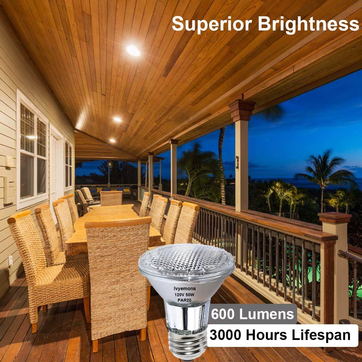 Ivyemons PAR20 50W Halogen Bulb - 9 Pack 120V 50W PAR20 Flood Light Bulbs with E26 Base, PAR20 Dimmable 2800K Warm White, Long Lasting PAR20 Bulb for Track Lighting & Hood Range Light Bulbs