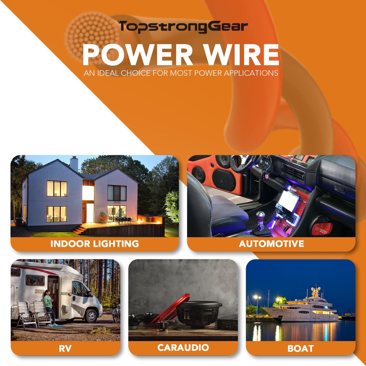 TOPSTRONGGEAR 4 Gauge 25ft Black and 25ft Red Power/Ground Wire True 4 AWG Power Wire-True Spec and Soft Touch Cable (Black&Red) (25FT Red & 25FT Black)