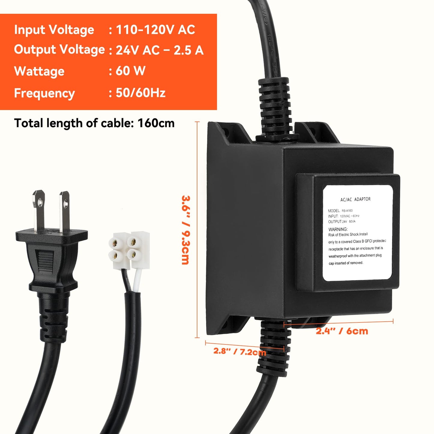 only fire Outdoor Landscape Transformer 110/120V to AC 24V/2.5A, 60-Watt Waterproof Power Supply Converter for LED Landscape Lighting, Grills, Spotlight, Pathway Light，Swimming Pool Light, Water Pump