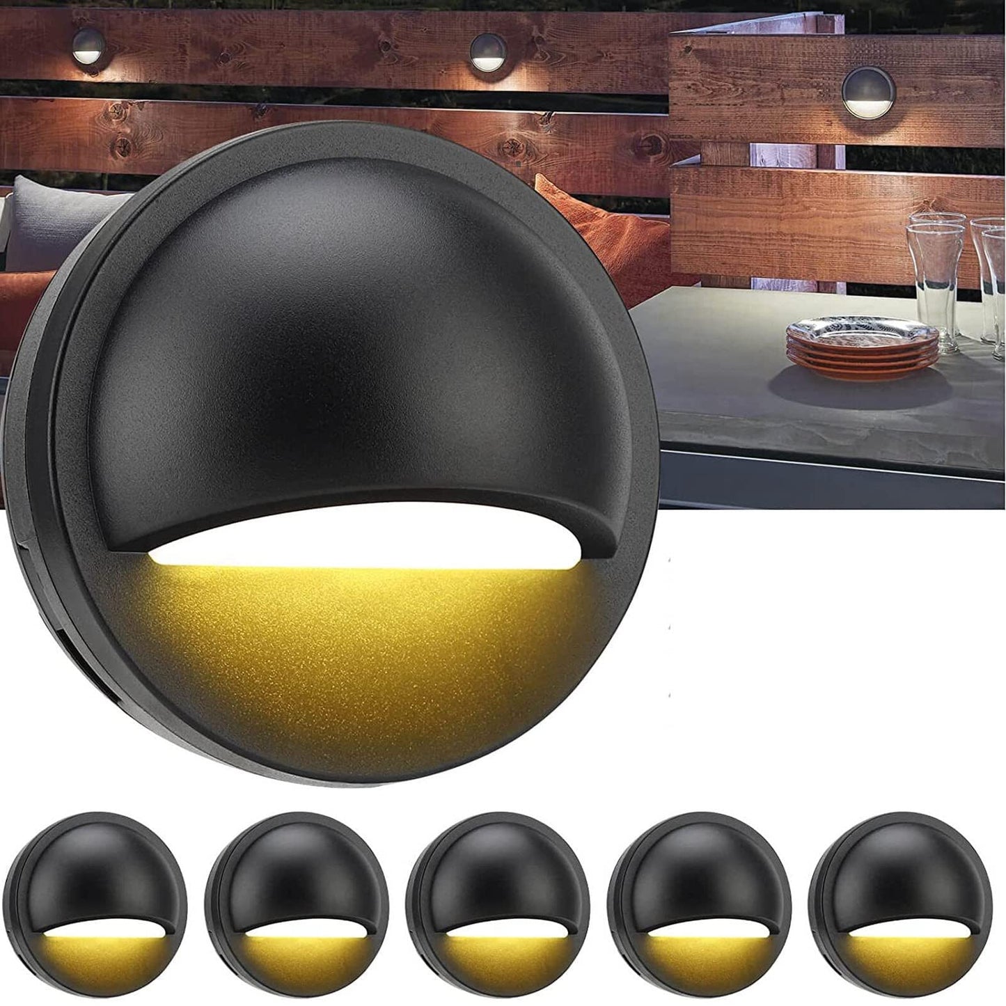 6PCS Low Voltage LED Deck Lights, Waterproof Hallway Landscape Lighting, Outdoor Accent Lighting Garden Post Fence Light, Step Fence Light for Garden Yard Path