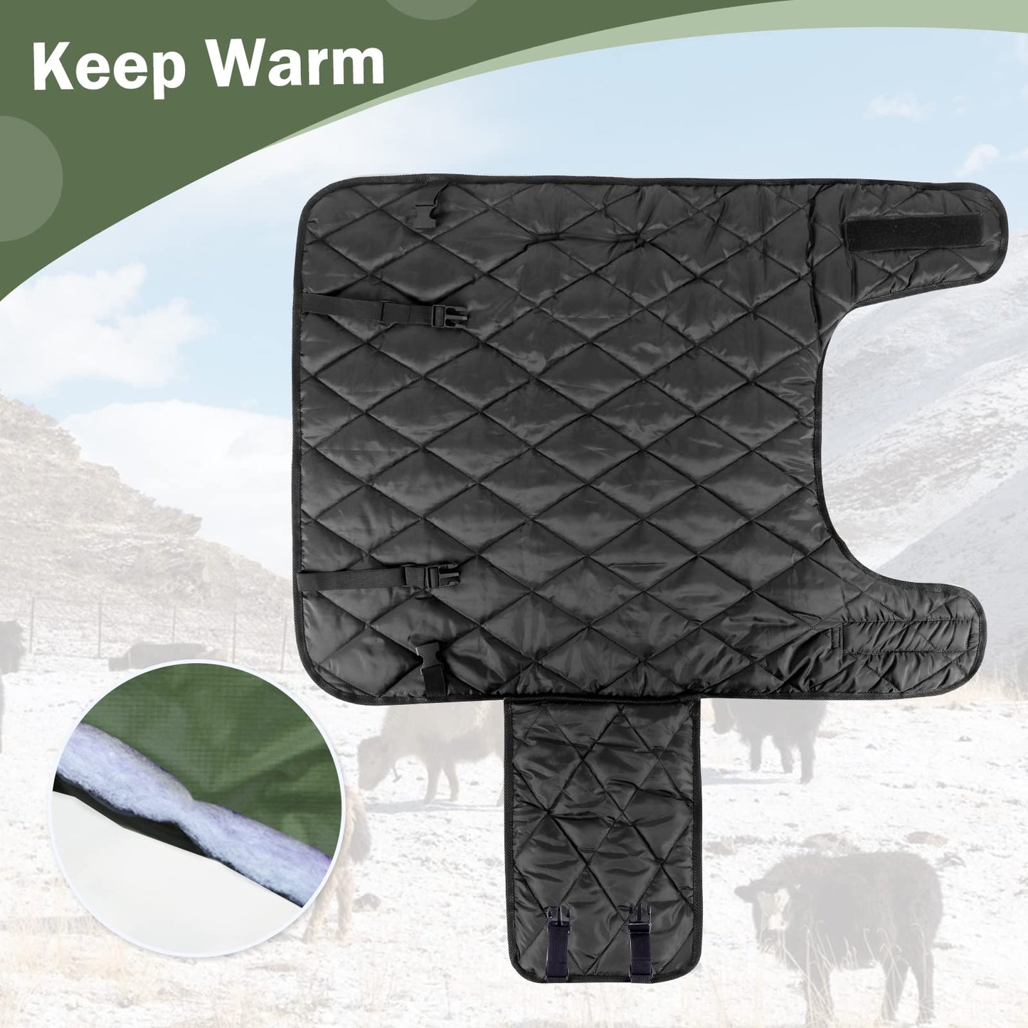 BiJiBiBog Pro Calf Blanket, Warm Clothes Saver Coat for Keep Cow Warming Thickened Belly Protection Windproof Livestock Protector (A Piece of Green)