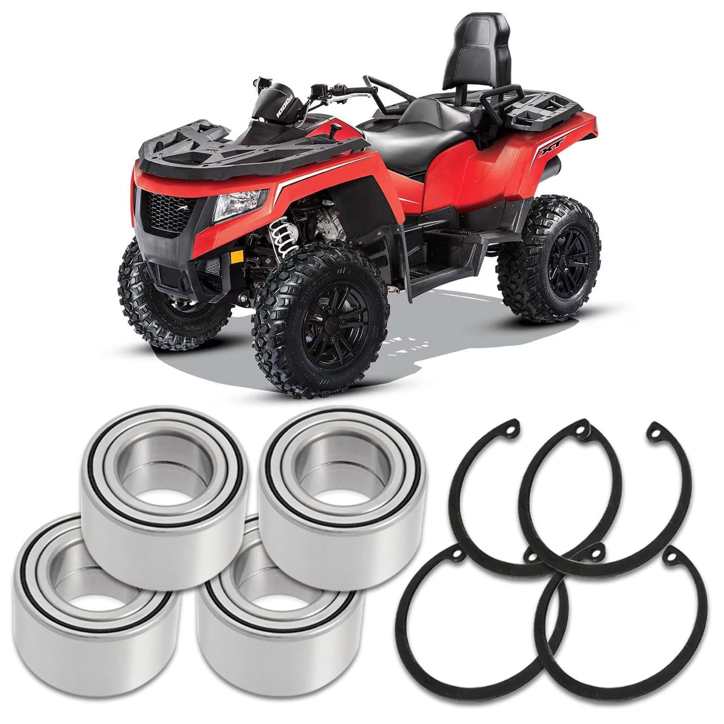 BAYUIHON 1402-027 1402-809 Front & Rear Heavy Duty Wheel Bearing for Arctic Cat 250 300 350 366 400 450 500 550 650 700 100 Thundercat Prowler 500 550 650 700 100 Wildcat 1000 4 4X X Sport Trail