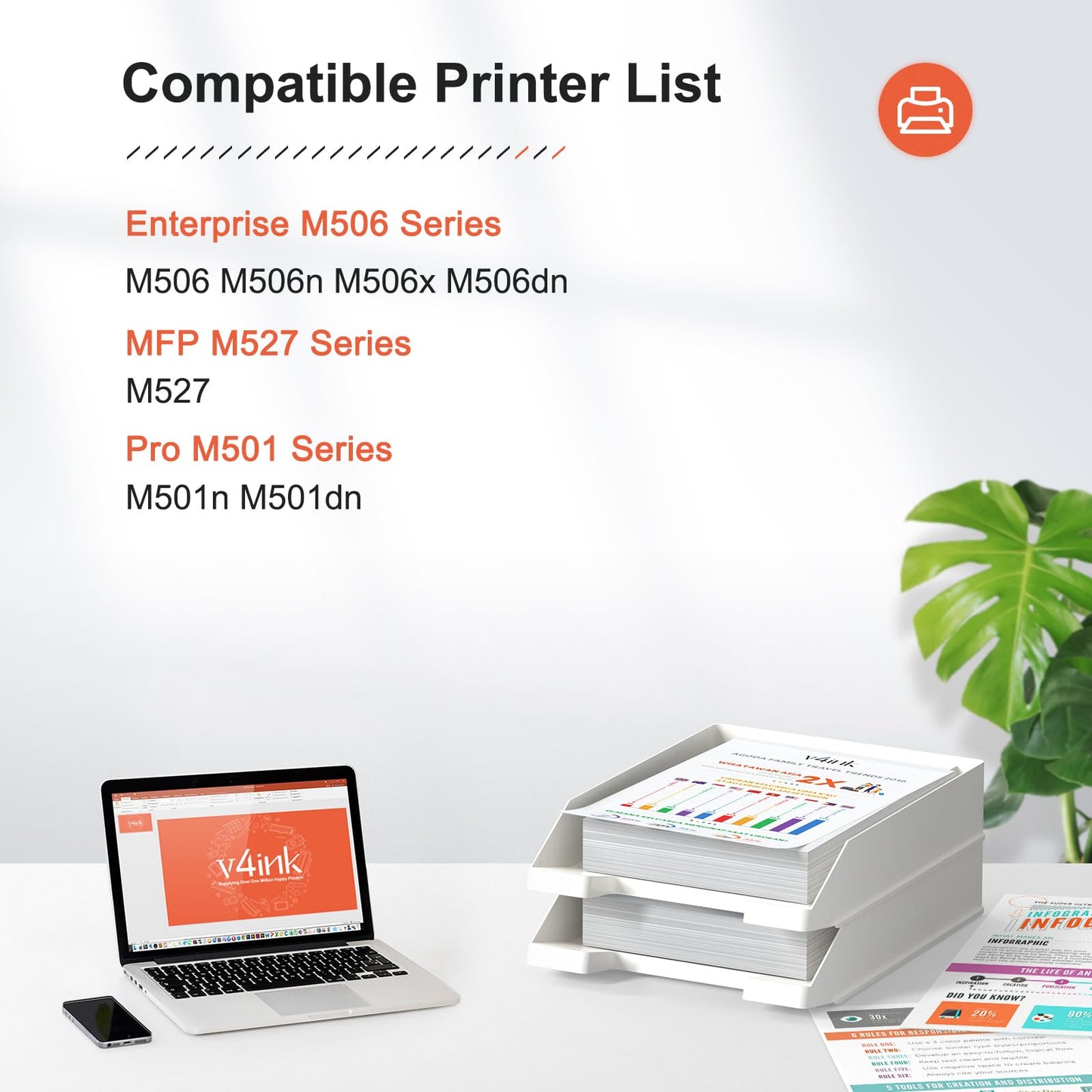 v4ink Compatible Toner Cartridge Replacement for HP 87X CF287X High-Yield Work with LaserJet Enterprise M506 M506dn M506n Pro M501 M501dn M506 M506x M527 M527dn Printer 1-Pack