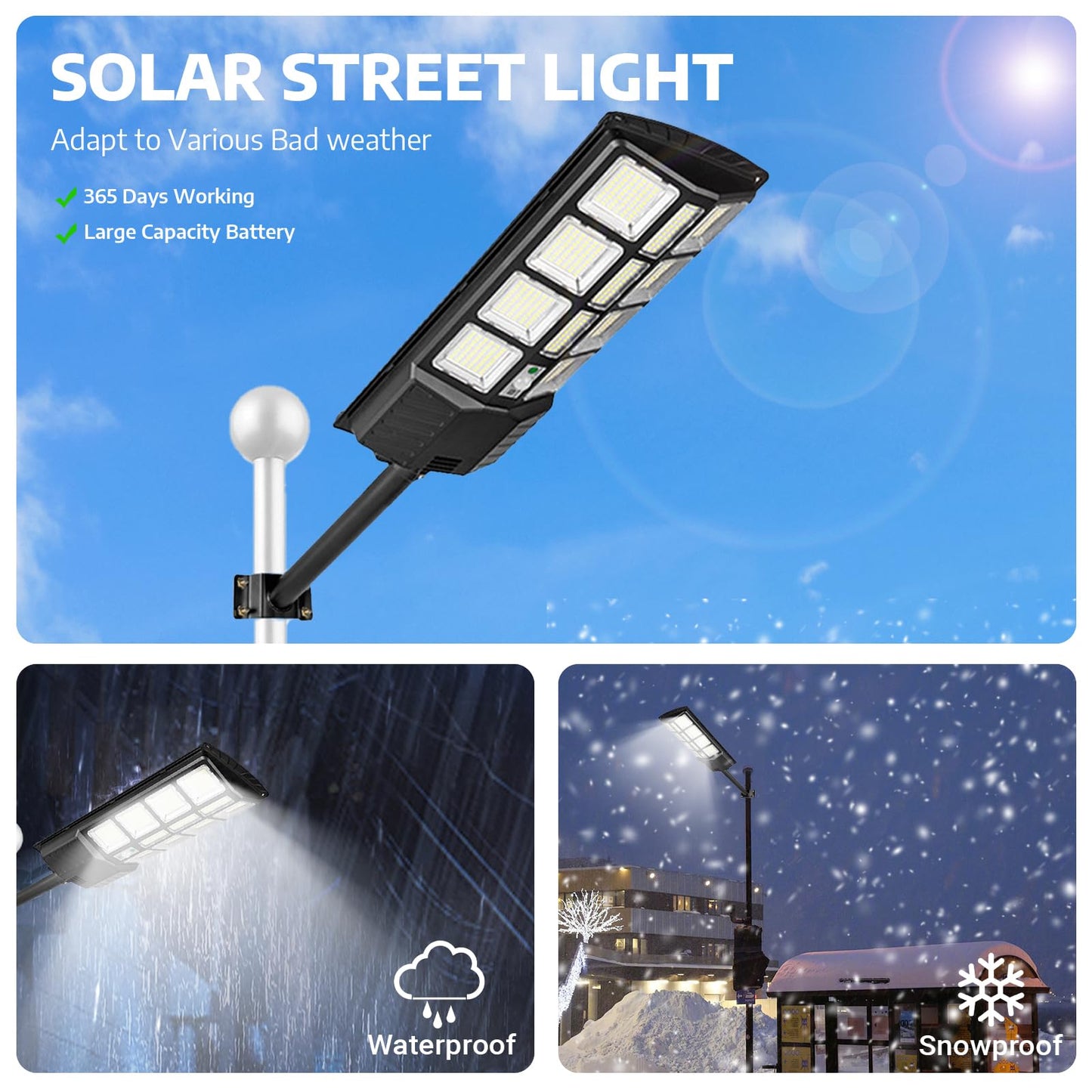 Xmart Solar Street Lights Outdoor Waterproof 60000LM 588 Upgraded LEDs Solar Parking Lot Lights Dusk to Dawn Solar Motion Flood Light Wide Angle Sensor and Remote Control for Area Pole Lighting Yard