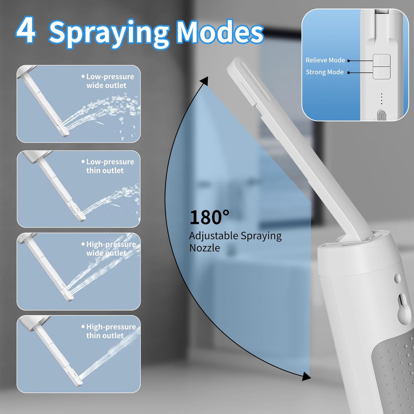 Portable High Pressure Electric Bidet with 2.5L Water Bottle, USB-C Rechargeable Travel Bidet, Waterproof Handheld Sprayer for Personal Hygiene & Baby Care