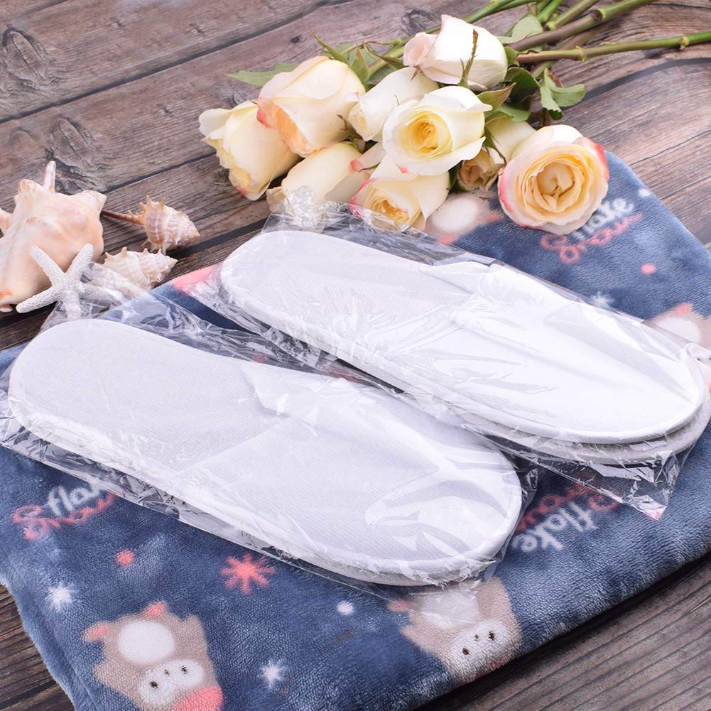 30 Pairs Disposable Spa Slippers Velvet Closed Toe Slippers for Hotel, Home, Guest Use, Fits up to US Men Size 10 and Women Size 11, White