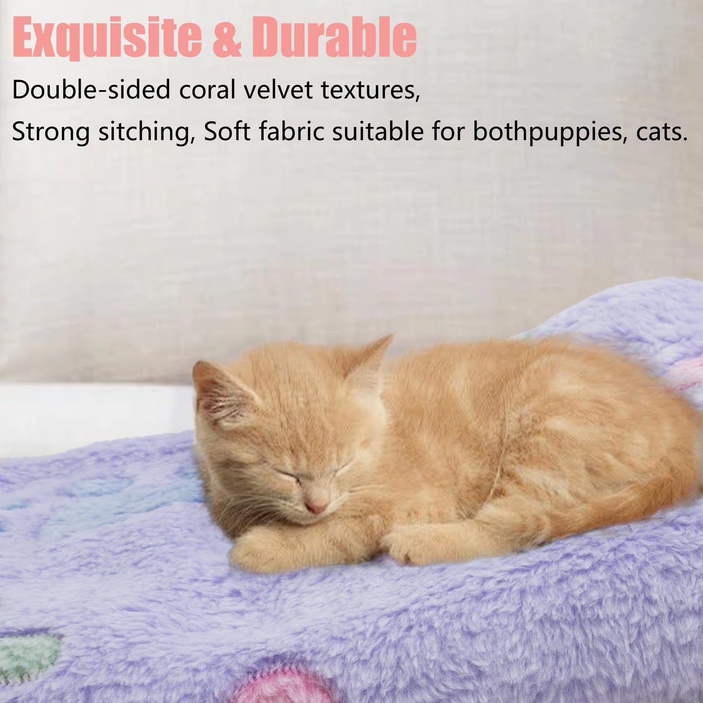 20 Pack Fluffy Pet Blanket, Warm Soft Cat Dog Blankets with Cute Pattern, Washable Flannel Throw for Puppies Small Dogs Cats Kittens (24 x16 inch) (10 Color)