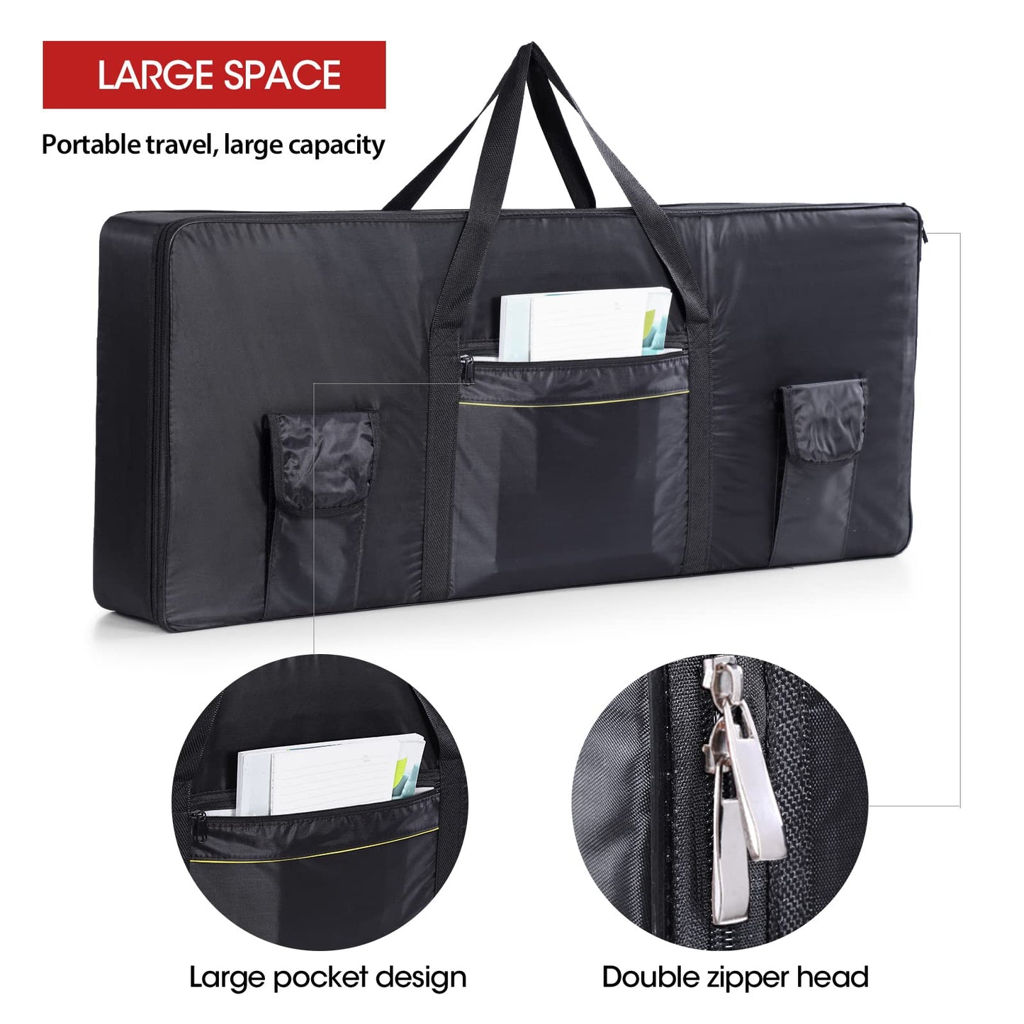 61 Key Keyboard Case, Keyboard Bag 38.5"x16"x5.9" Portable Water Repellency Keyboard Carrying Case with 3 Pockets (61 Key keybord Cover)