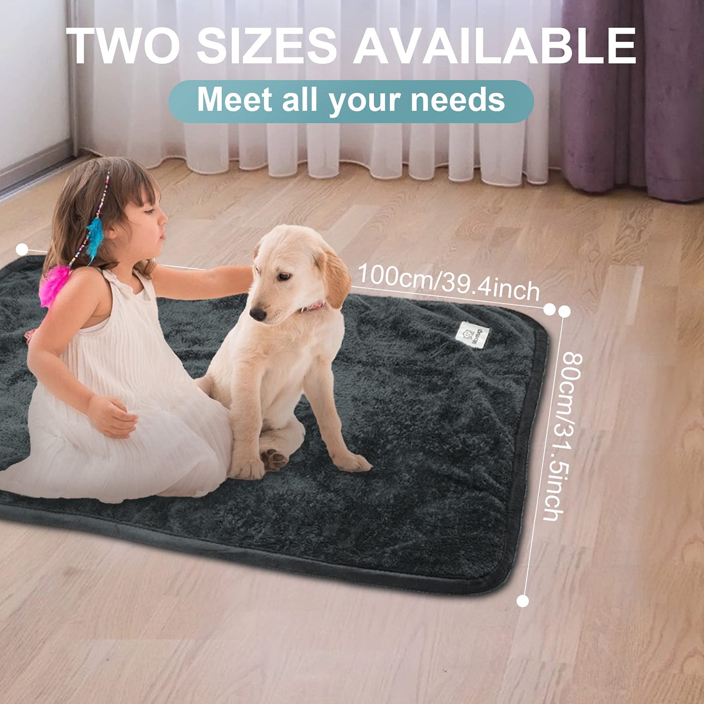 Bidear Dog Blanket Soft Fluffy Pet Blanket Waterproof Warm Cat Blanket Self-Warming Puppy Snuggle Blanket Warm Throw Pets Bed Blankets Dog Fuzzy Blankets for Sofa Travel 31.5 x 39.4”- Grey