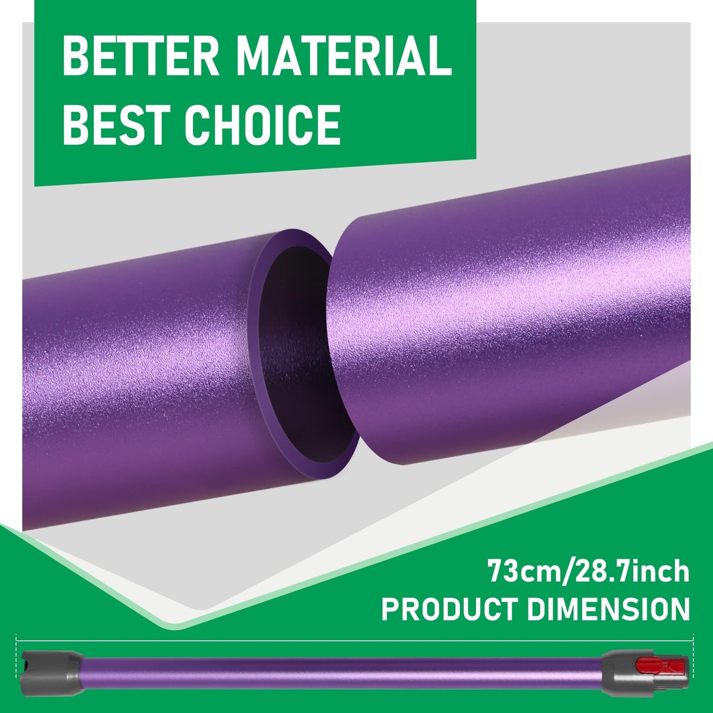 Klypticfit Repalcement Extension Wand – Quick-Release 28.7” Aluminum Tube Compatibale with Dyson V15/V11/V10/V8/V7 – Purple – Effortless Reach for High Ceilings, Furniture & Office Cleaning