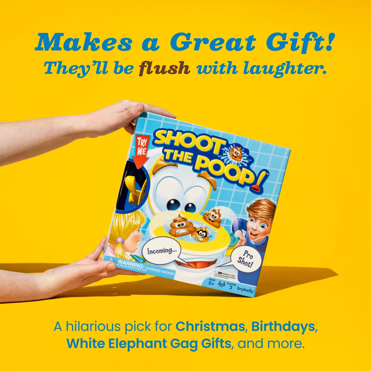 Brybelly Shoot the Poop – The Original Talking Toilet Game for Kids & Families – Funny Fast-Action Poop-Launching Game with Sounds & Silly Humor for Ages 4+