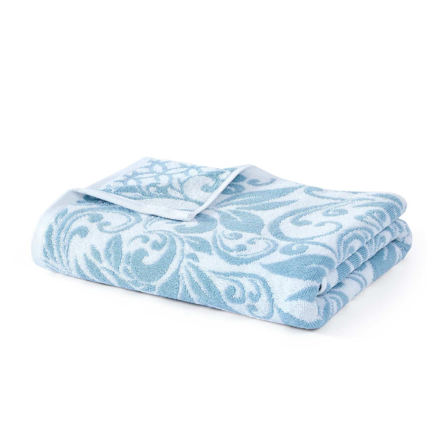 Modern Threads Trefoil Filigree 6-Piece 100% Cotton Towel Set – Reversible Yarn Dyed Jacquard – Includes 2 Bath Towels, 2 Hand Towels, 2 Washcloths – Absorbent, Quick Dry, Soft & Durable – Sky Blue