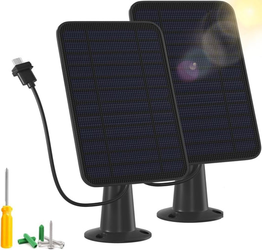 2 Pack 5W Solar Panel for Blink Camera, Solar Panel Charger Compatible with Blink Outdoor/Outdoor(3rd Gen)/XT XT2 Camera, IP65 Weatherproof with Secure Wall Mount, 13.1ft Charging Cable & Rubber Plug