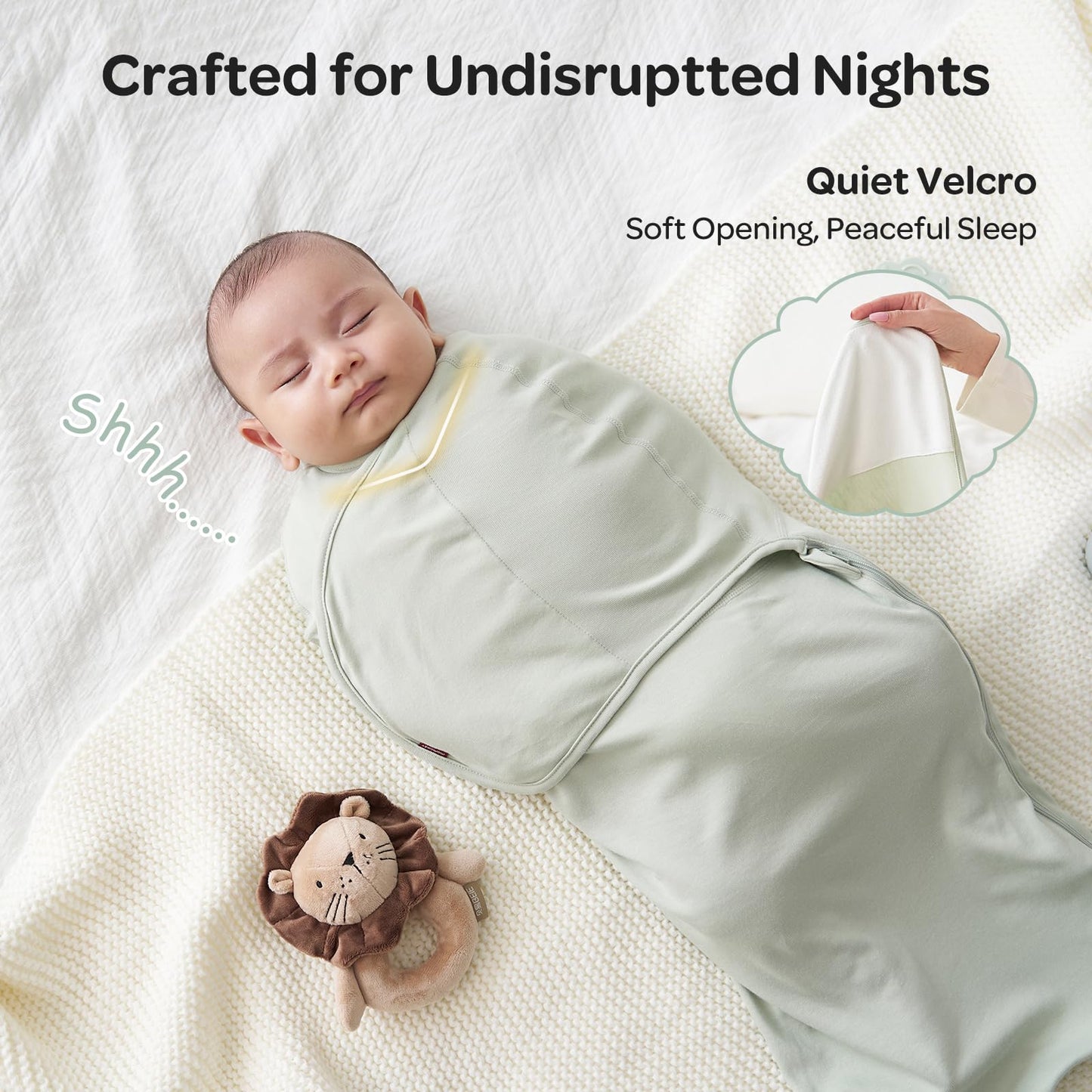 Momcozy Baby Swaddle, Quiet Fastener Swaddle Suitable for Infant 0-3 Months, New-Parent-Friendly Sleep Sack, Reduce Startle Reflex, Newborn Boys Girls Registry Essentials, 2-Pack, Serenity