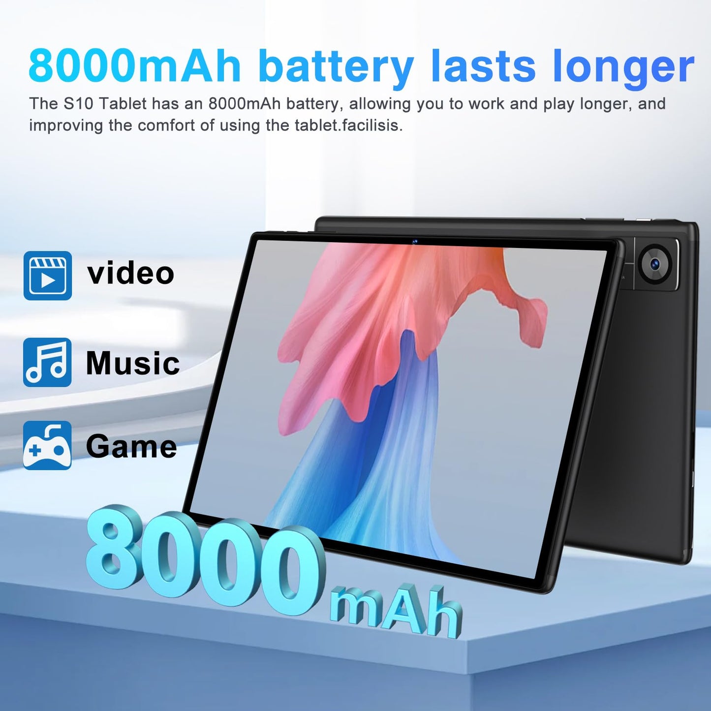 Android 14 Tablet 10.1 inch 22GB RAM 128GB ROM 1TB Expand, 8000mAh Tablets with Keyboard Mouse, Octa-Core, HD Touchscreen, 5G Wi-Fi, BT 5.0, GPS, Widevine L1, Split Screen, Face Unlock - Black