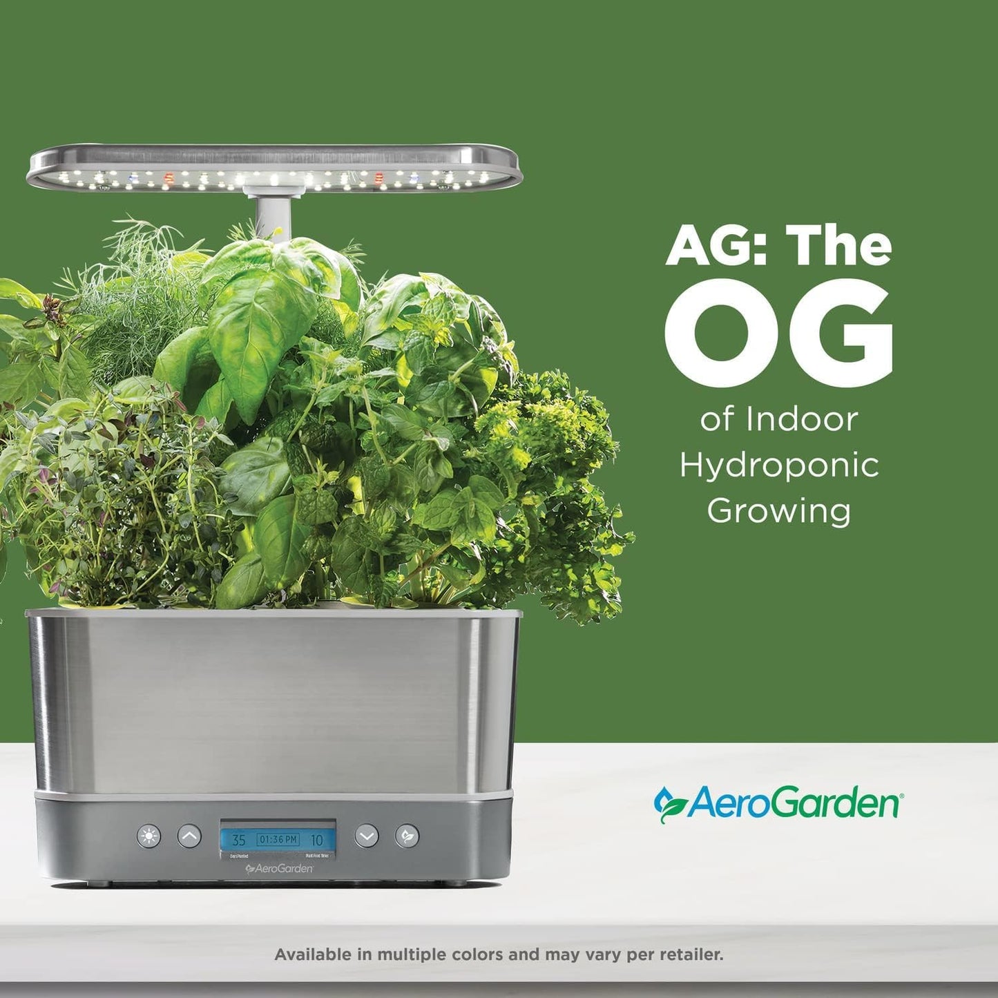 AeroGarden Harvest Elite Indoor Garden Hydroponic System with LED Grow Light and Herb Kit, Holds up to 6 Pods, Stainless
