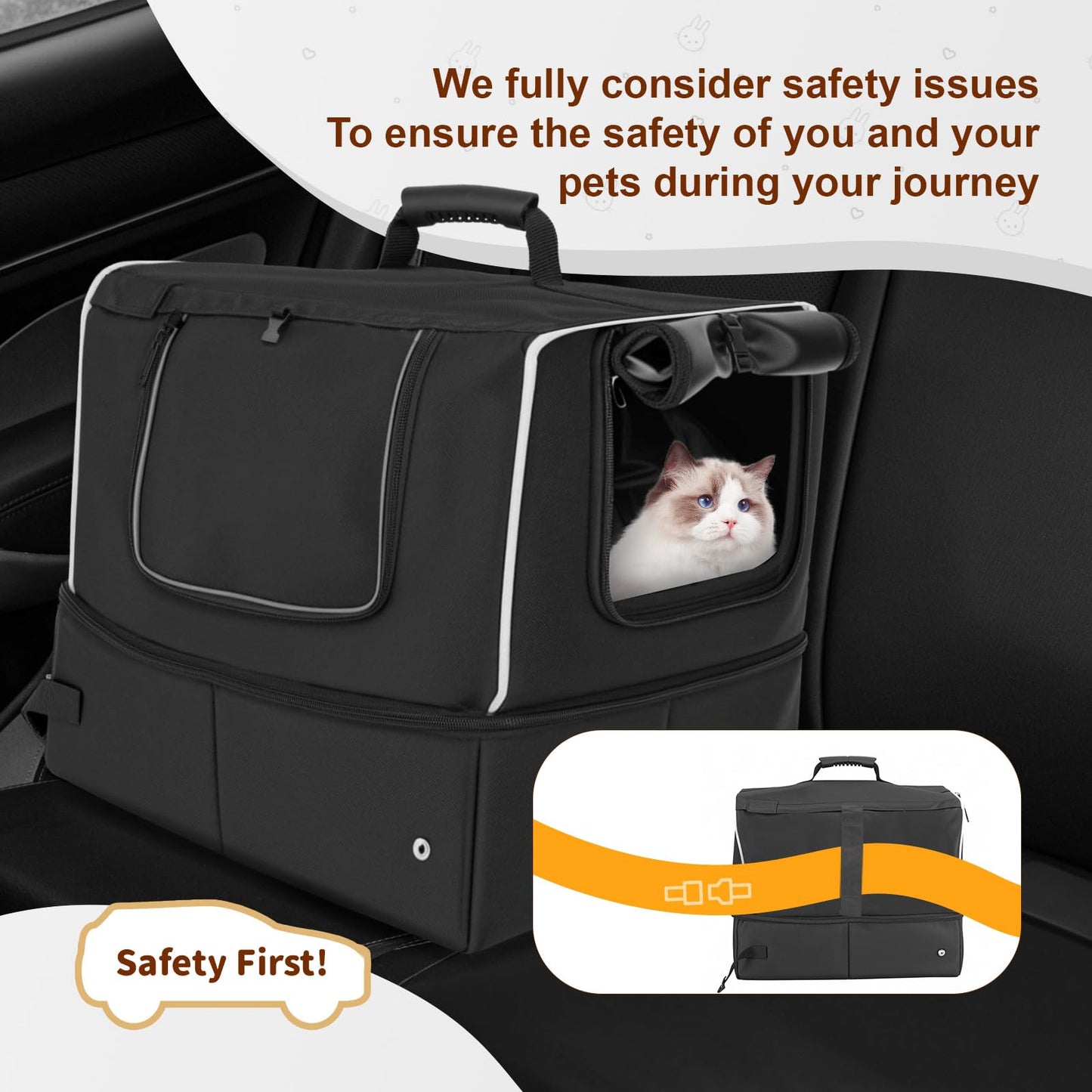 NOVOLAB Cat Enclosed Travel Litter Box Kit with Lid Odorless Dustless, Lightweight Cat Portable Foldable Litter Box for Indoor and Car