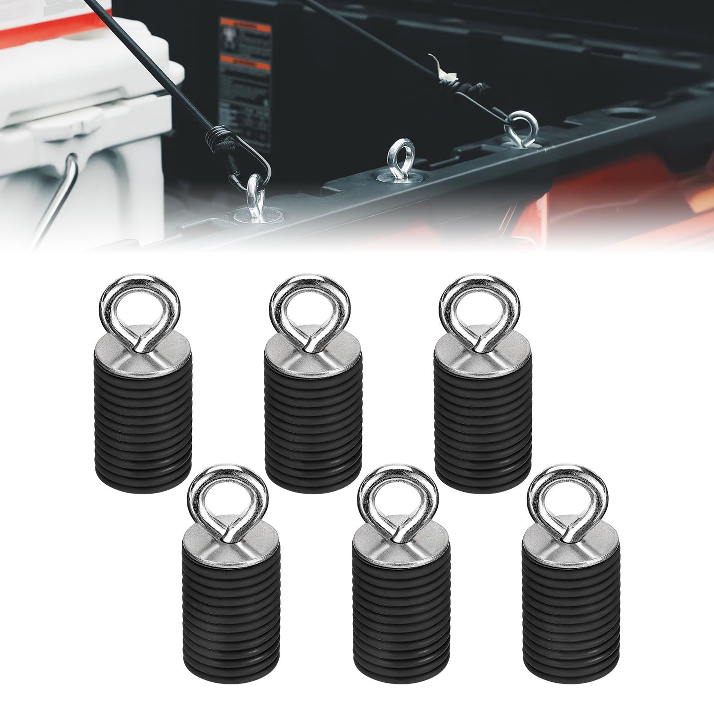 Kemimoto UTV Tie Down Anchors Compatible with Polaris Ranger 1000 XP 900 XP 800 700 500 570 General 1000 Lock Mount Anchor Ranger Accessories with 1-7/16" Hole 6 Pcs Black