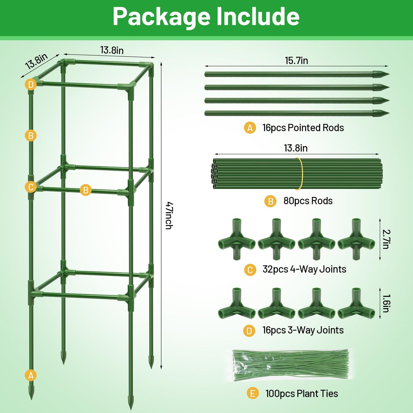 Legigo 4 Pack Square Tomato Cages for Garden- Up to 45 Inch Tomato Trellis Plant Cages Support, Tomato Stakes and Supports Cage for Climbing Vegetables Raised Garden Bed Cucumbers Peppers Flowers