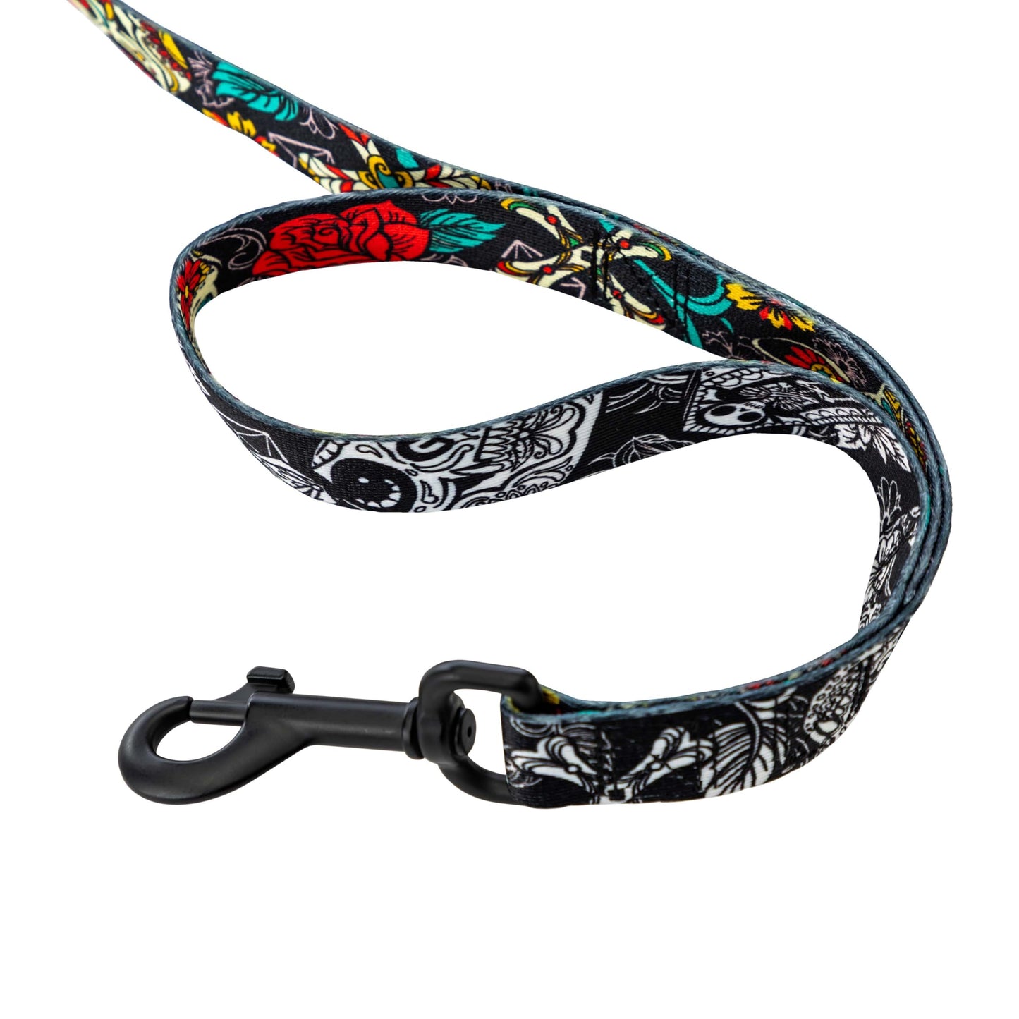 Wolfgang Heavy Duty Dog Leash, Pull-Tested to Over 800 lbs for Walking & Training, LosMuertos Print, Dual Handle Large