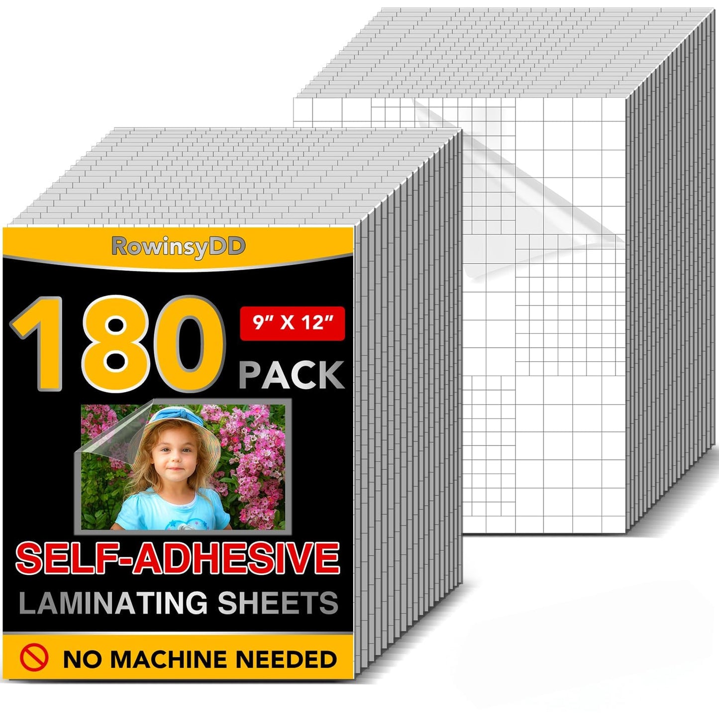 180 PCS Self-Adhesive Laminating Sheets, 9 x 12 Inches Self Adhesive Contact Paper, No Heat No Machine Needed Self Sealing Laminate Sheets