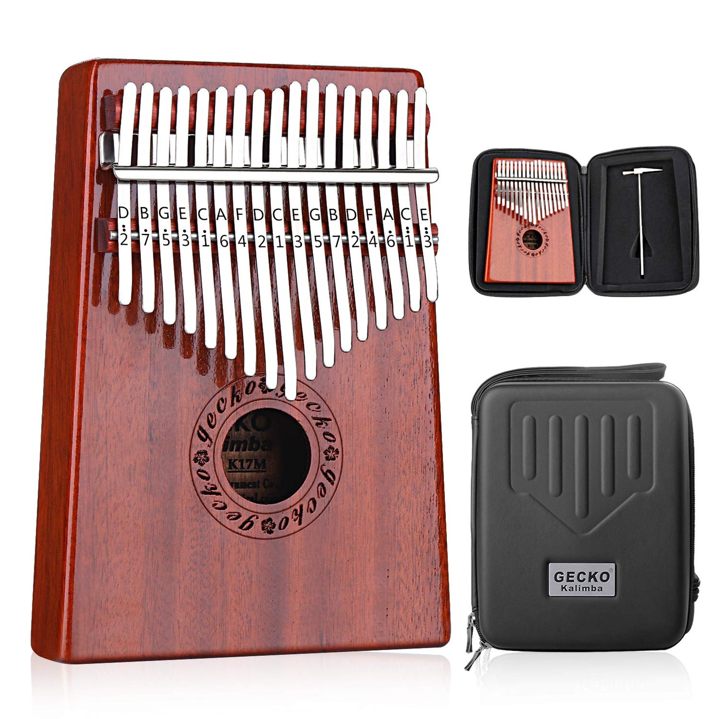 GECKO Kalimba 17 Keys Thumb Piano with Waterproof Protective Box,Tune Hammer and Study Instruction,Portable Mbira Sanza Finger Piano,Gift for Beginners Professional