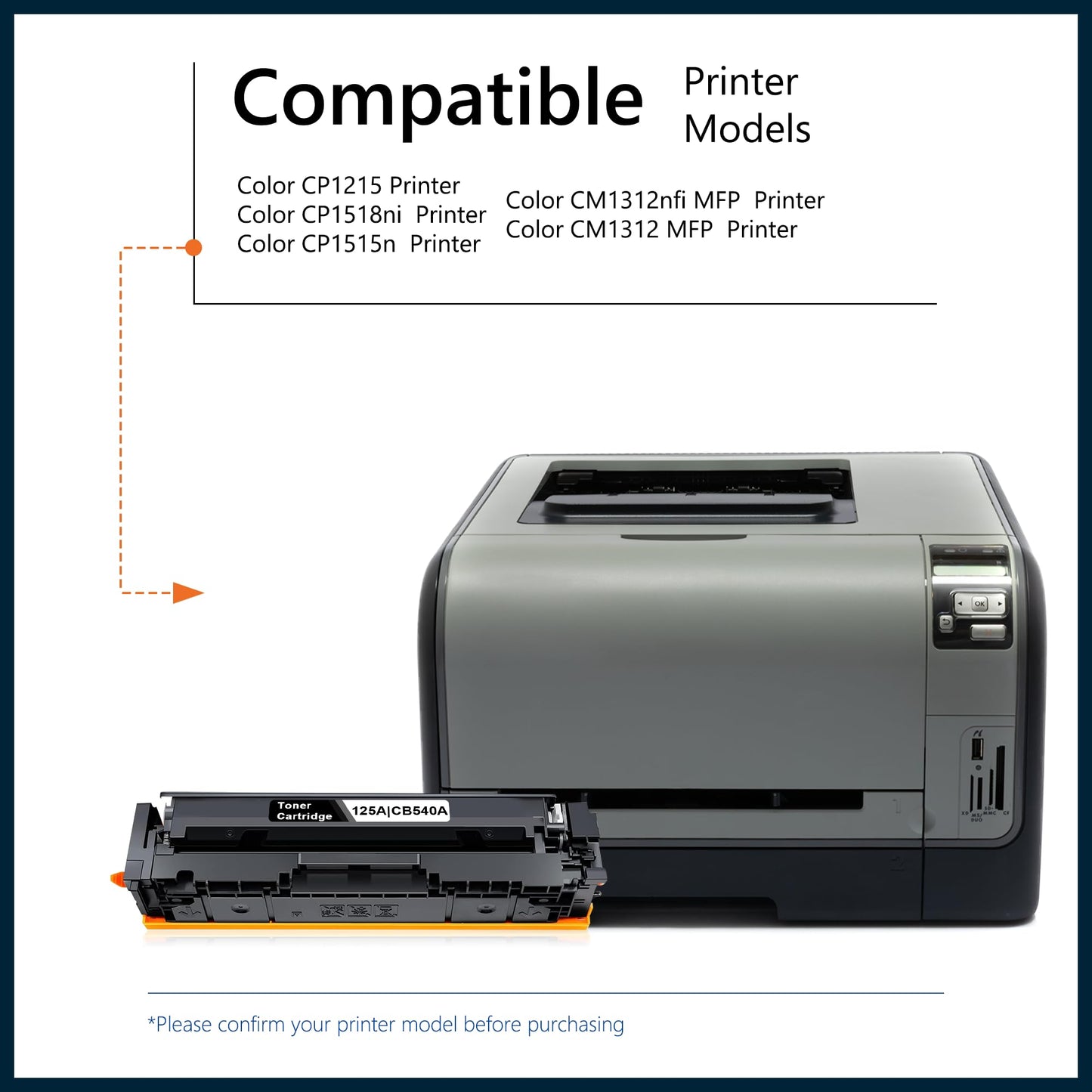 125A Toner Cartridges 4 Pack High Yield Replacement for HP 125A Toner CB540A CB541A CB542A CB543A Color CP1215 CP1518ni CP1515n CM1312nfi MFP CM1312 MFP Printer Ink (Black, Cyan, Magenta, Yellow)