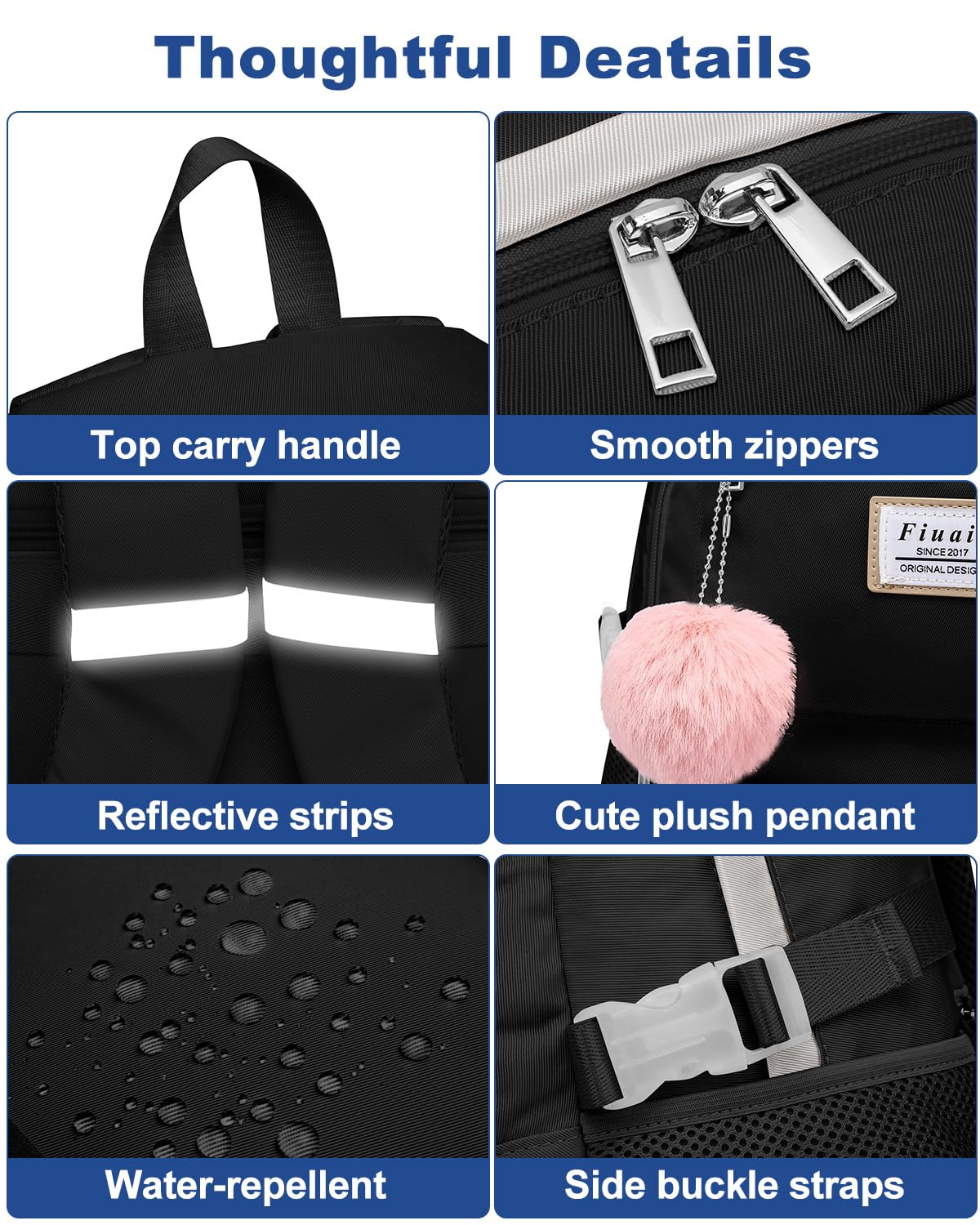 Laptop Backpack for Women College Bookbag: 15.6 Inch Student Backpacks Anti Theft Daypack Large Cute Middle High School Bag Fashion Travel Back Pack Casual Book bag for Teen Girls Black