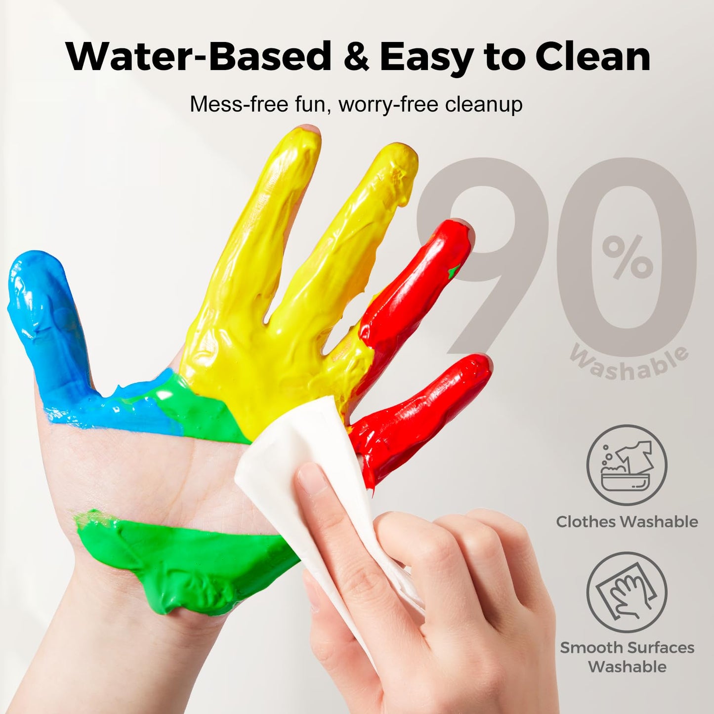 Jar Melo Washable Finger Paints for Toddlers, 12 Colors Large Capacity (2.1fl oz), Non Toxic Baby Paint for Hand and Feet, Safe Art Supplies, Preschool Learning Gifts for Kids Age 2+