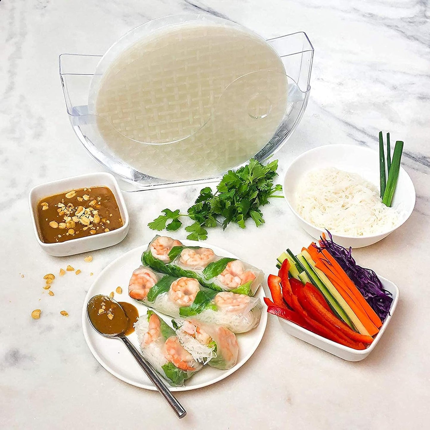 Aihmilcl Rice Paper Water Bowl Holder for Summer Rolls 10.62" (Rice Paper Not Included) - One Pack
