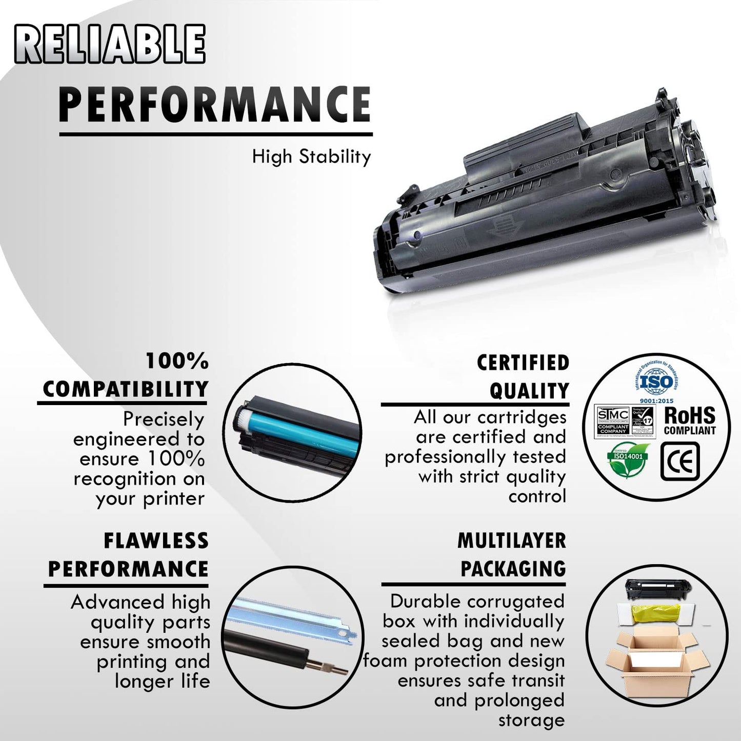 2 Inkfirst Compatible Toner Cartridges Replacement for HP Q2612A 12A Laserjet 1010 1012 1018 1020 1022 1022N 1022NW 3015 3020 3030 3050 3052 3055 M1005 MFP M1319 M1319F
