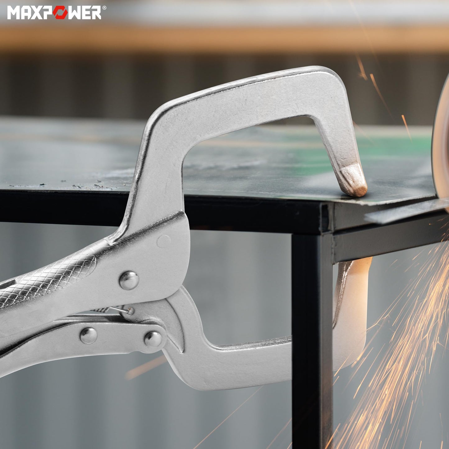 MAXPOWER 11-inch Locking C Clamp, Heavy Duty C-Clamp Locking Pliers with Regular Tip for Welding - 4 Pack
