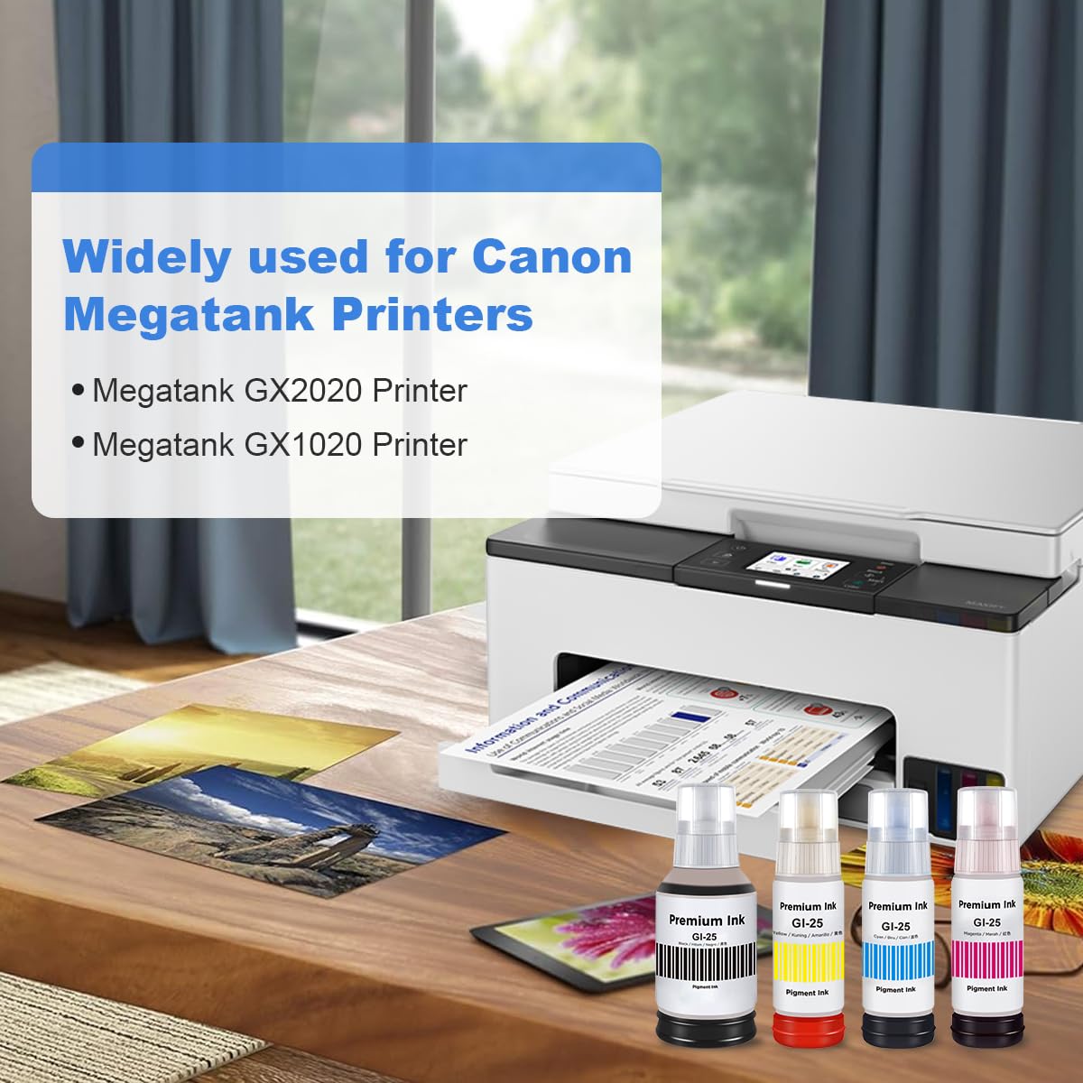 storcfe GI-25 Pigment Refill Bottle Ink Replacement for Canon 25 GI-25 GI25 Ink Work for Canon PIXMA MegaTank GX2020 GX1020 Printer (Black 135ml, CMY 70ml, 4-Pack)