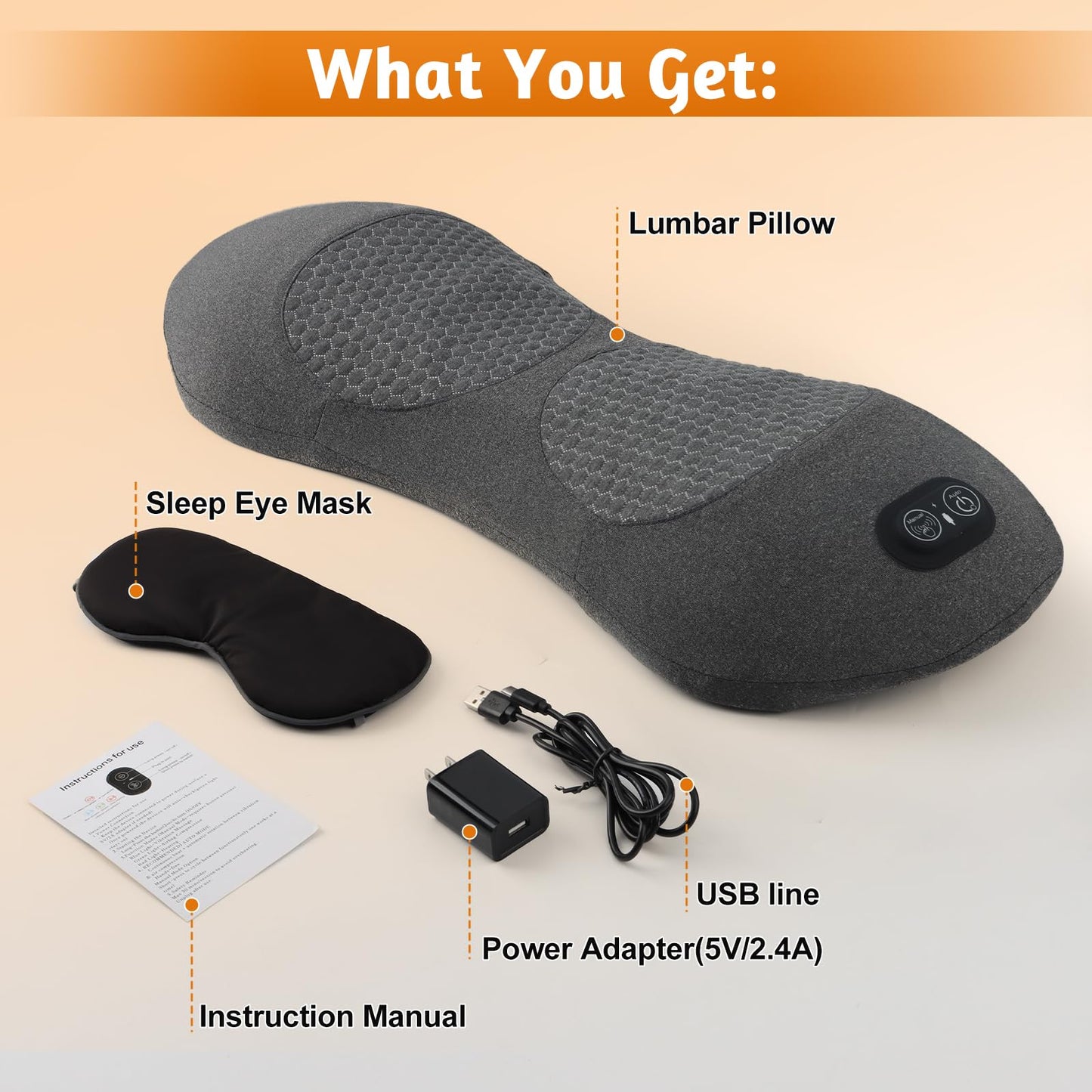 KKYOYRE Smart 3-in-1 Back Massager Cushion with Adjustable Heat, Vibration & Traction, Portable Lumbar Pillow for Total Body Relaxation, Compatible with Home, Office, and Travel Use