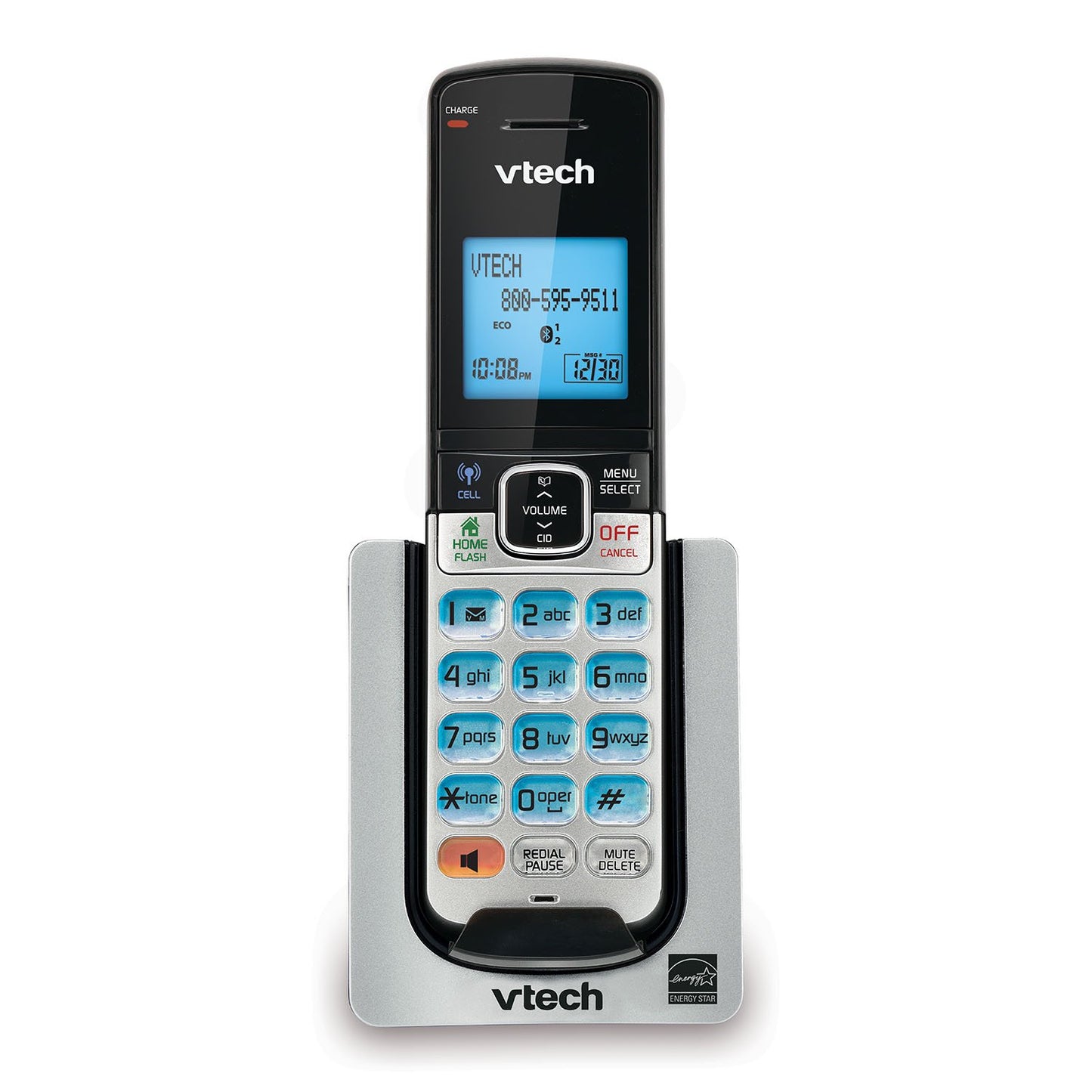 VTech DS6600 DECT6.0 Cordless Accessory Handset (Requires The DS6611-2 or DS6621-2 Base to Pair with, Sold Separately), Black and Silver