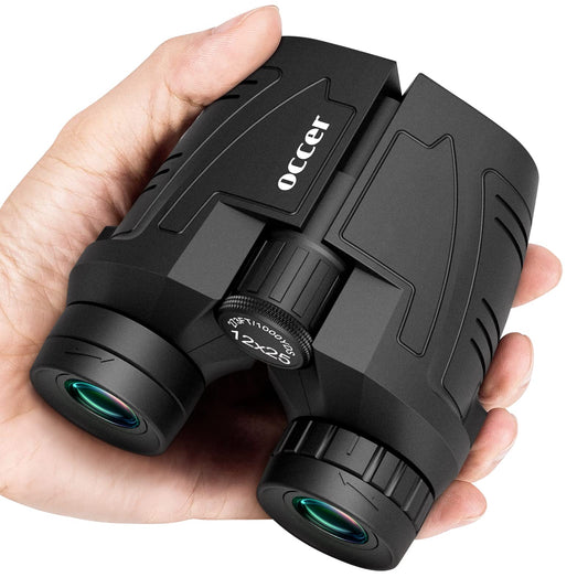 Occer 12x25 Compact Binoculars for Adults Kids, Small Binoculars with Large View Clear Low Light Vision,High Power Lightweight Binocular Easy Focus for Hunting, Bird Watching, Travel, Hiking,Sports