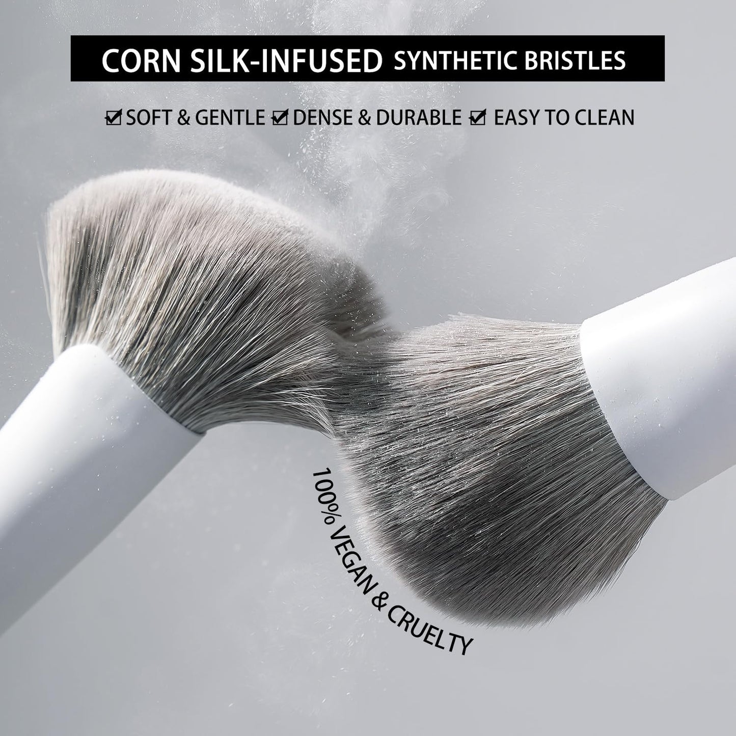 BEILI Makeup Brush Set,White Makeup Brush Set, 12 Vegan Makeup Brushes for Powder Foundation, Concealer, Eyebrows, Eyeshadow, Contour, Eyeliner, Blender Eye Brush