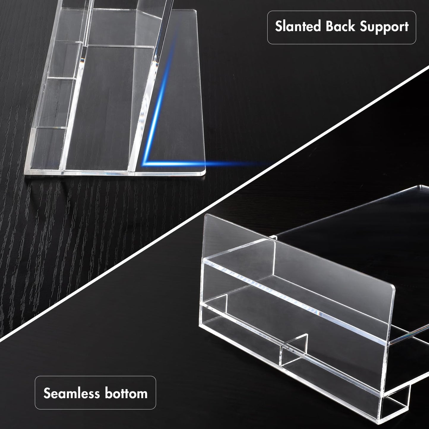 BEYGORM Acrylic Flyer Holder with Business Card Holder for 400 Flyers, 2 Pack Clear Stands for Display, Brochure Holder for Trade Show, Pamphlet, Magazine, Literature, Booklets