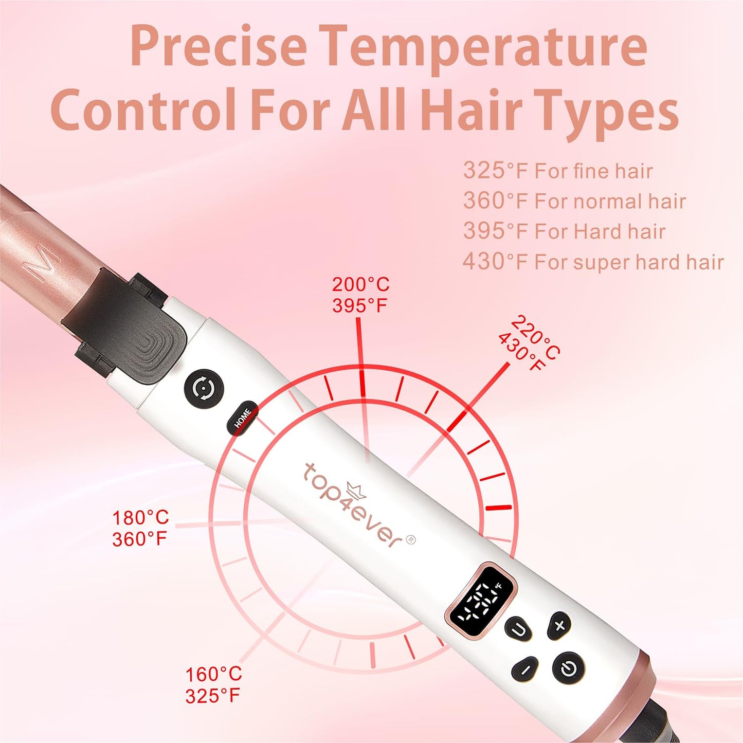 3 in 1 Auto Rotating Curling Iron - TOP4EVER Automatic Hair Curler with Interchangeable Wand (0.75", 1", 1.25"), Adjustable Temp, Instant Heat Hot Styling Tools for All Hair Types