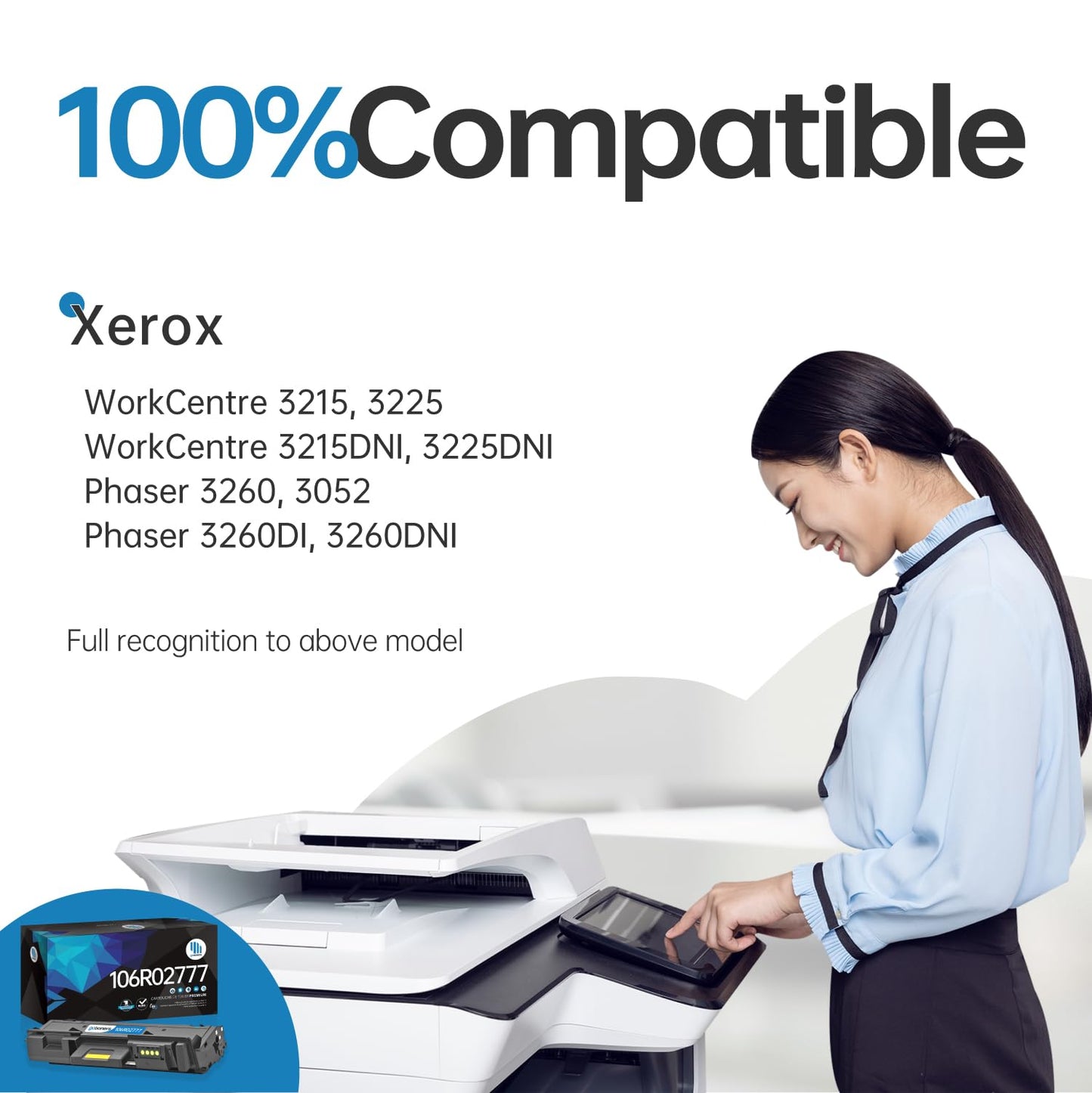 Gotoners 3215 3225 Compatible Toner Cartridge Work with Xerox WorkCentre 3215 3225 Phaser 3260 106R02777 106R02775 Printer Ink (Black, 2-Pack)